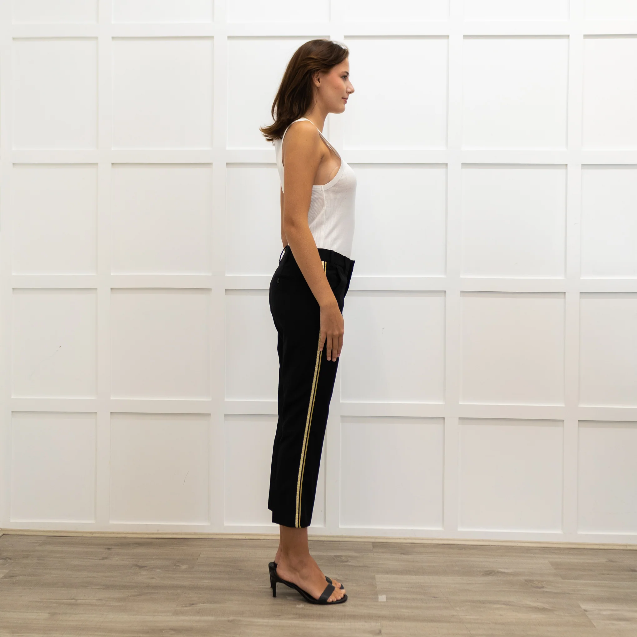 Zadig & Voltaire Preloved Black Wool Gold Side Strap Cropped Trousers - Image 6
