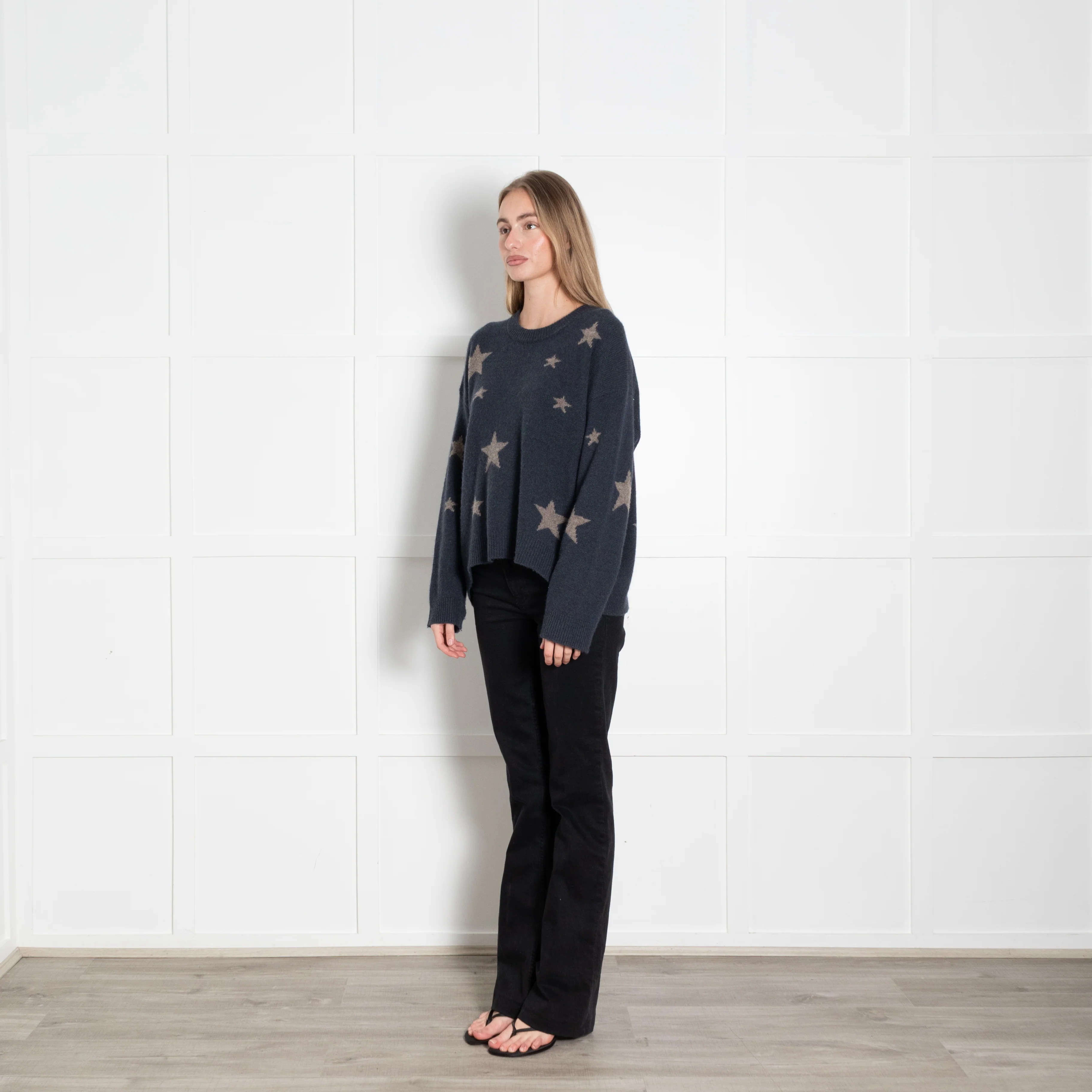 Zadig & Voltaire Blue Beige Star Cashmere Sweater - Image 3