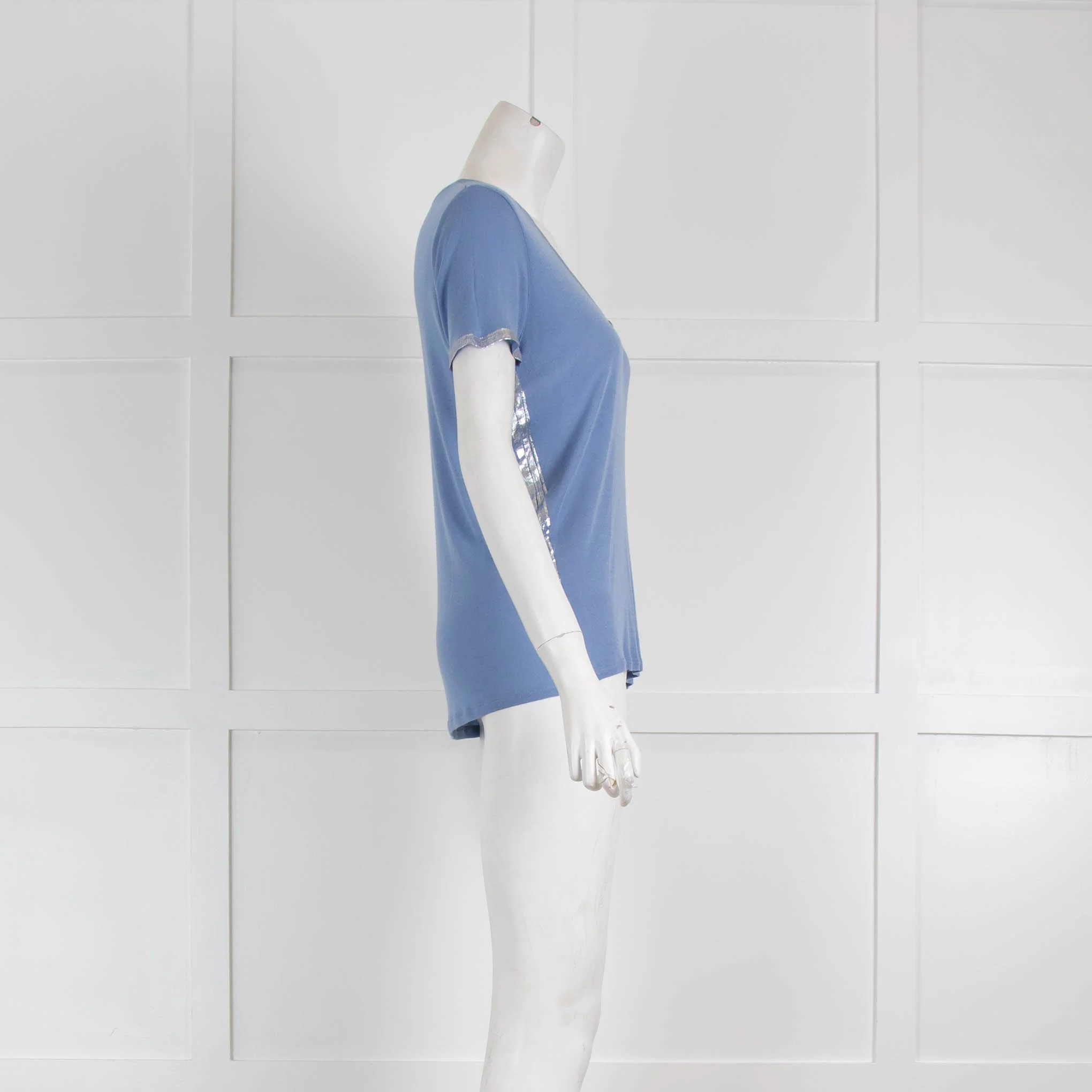 Zadig & Voltaire Blue with Silver Stripes T Shirt - Image 2