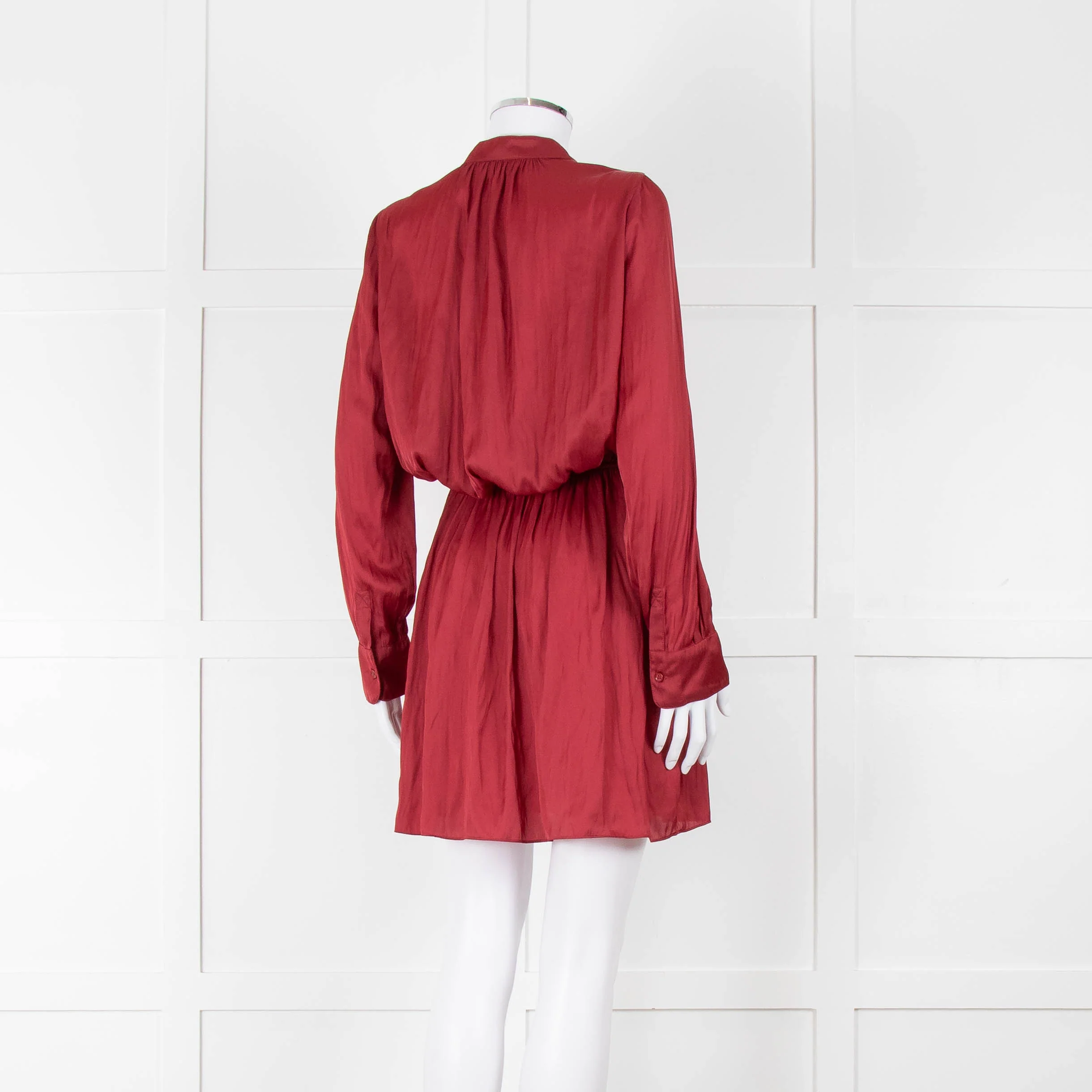 Zadig & Voltaire Burgundy Silky Long Sleeve Mini Dress - Image 4