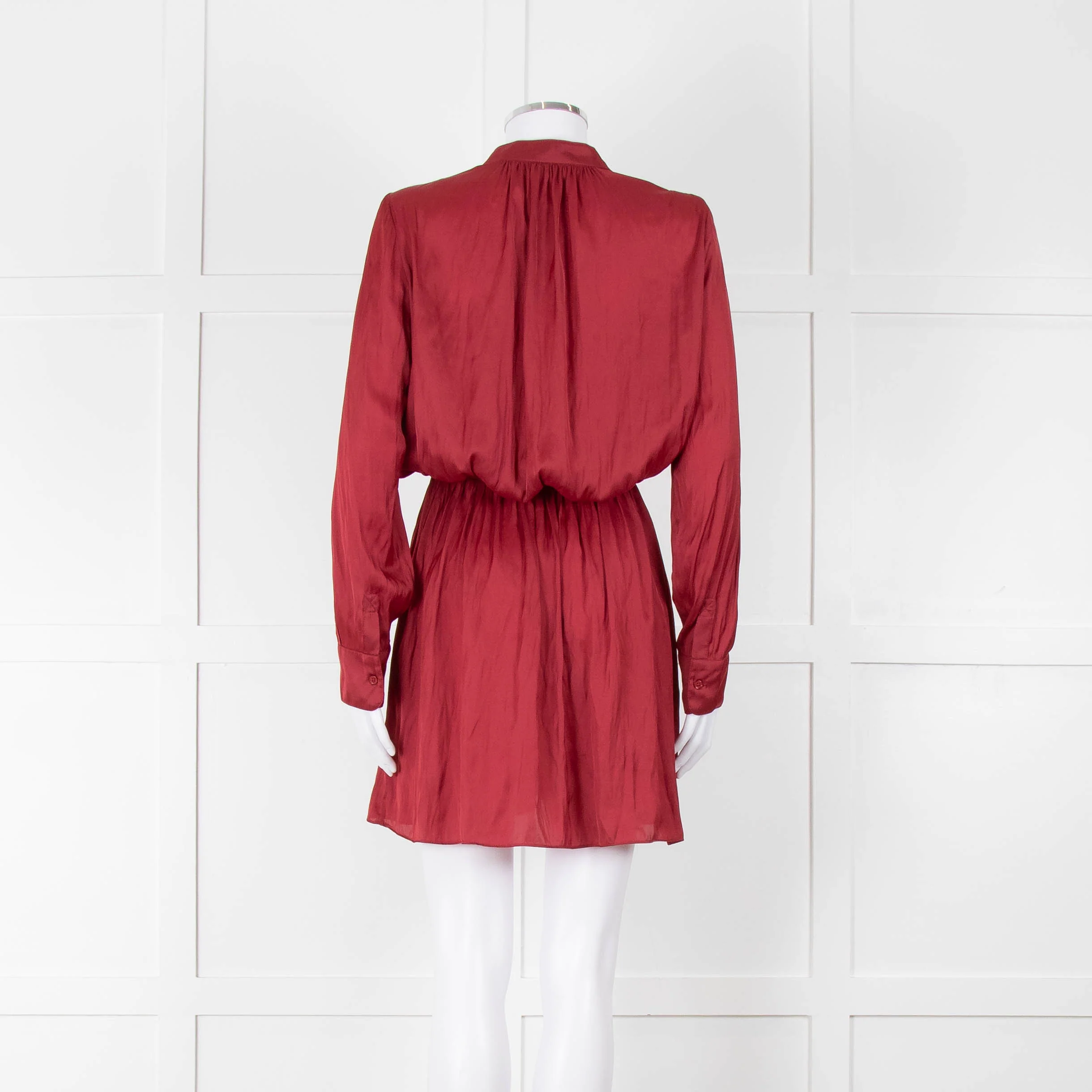 Zadig & Voltaire Burgundy Silky Long Sleeve Mini Dress - Image 5