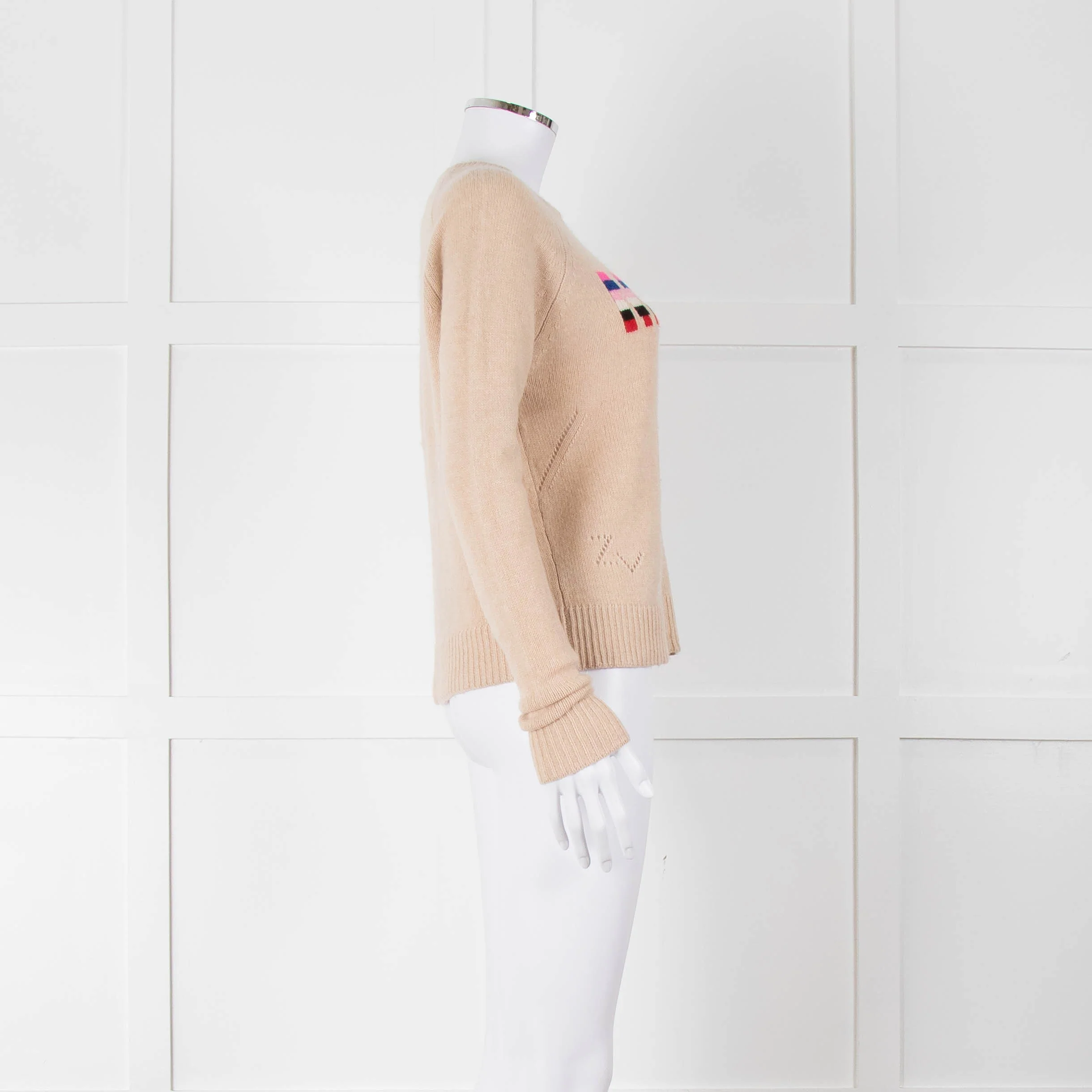 Zadig & Voltaire Camel Round Neck 'Music' Cashmere Sweater - Image 3