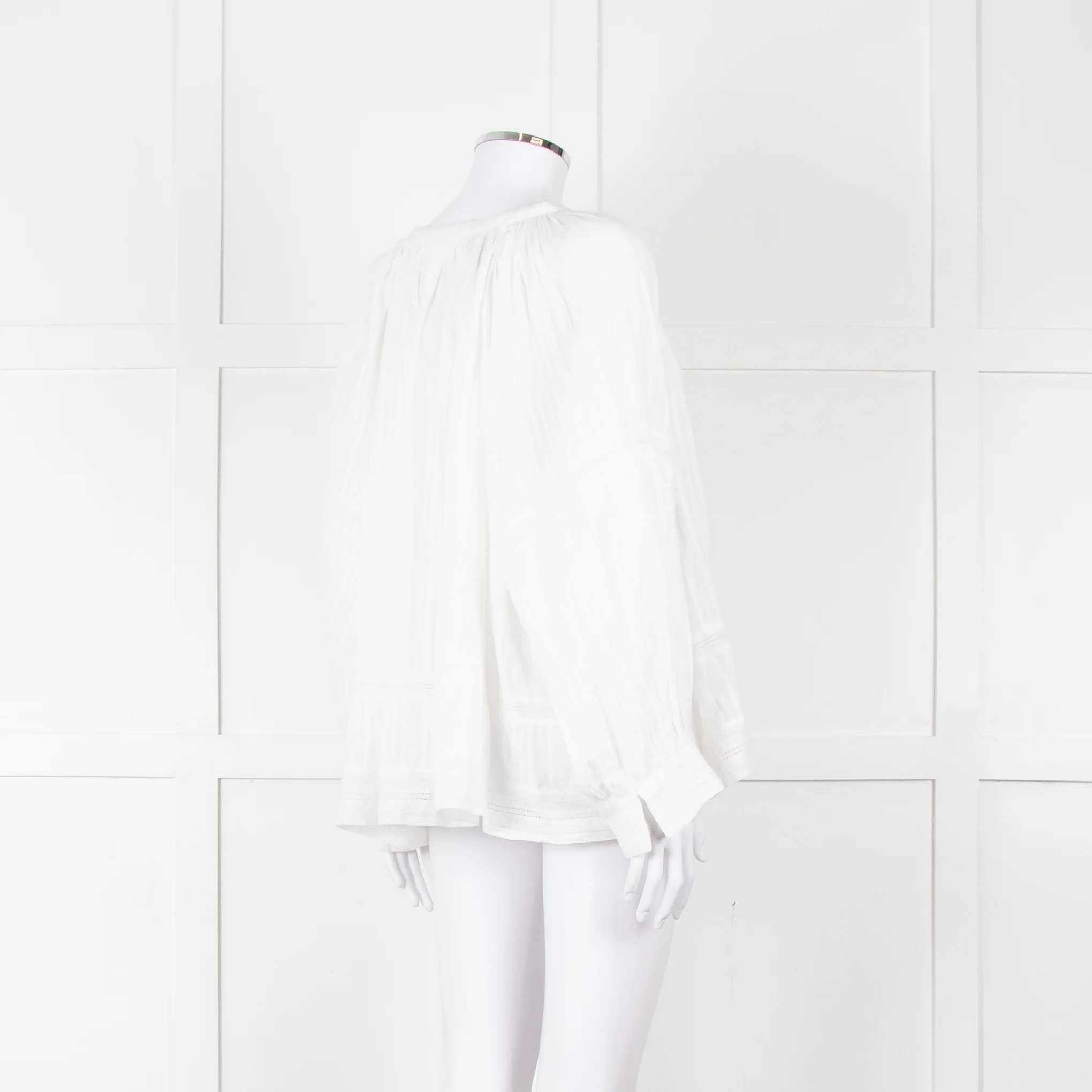 Zadig & Voltaire Cream Lace Trim Oversized Top - Image 4