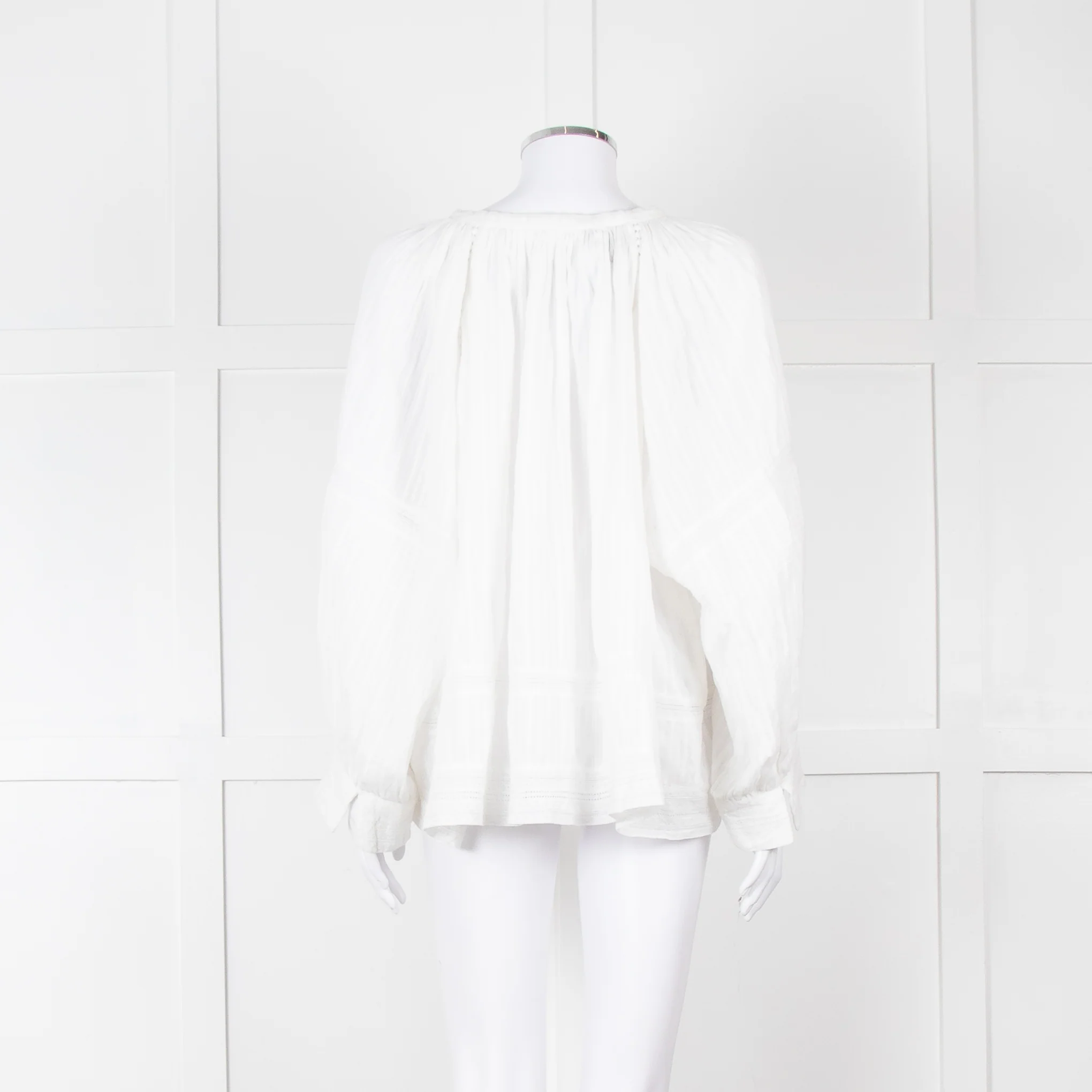 Zadig & Voltaire Cream Lace Trim Oversized Top - Image 5