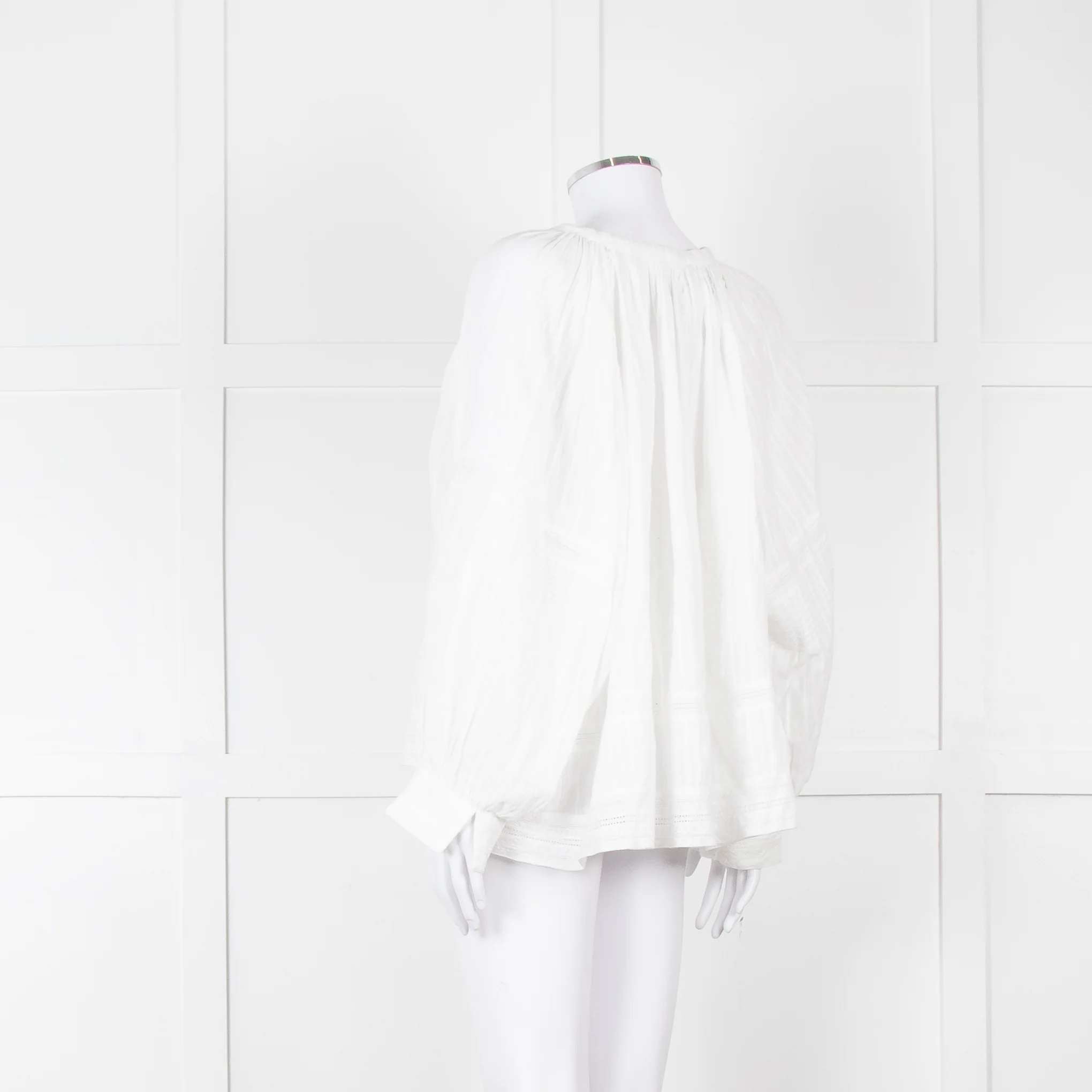 Zadig & Voltaire Cream Lace Trim Oversized Top - Image 6