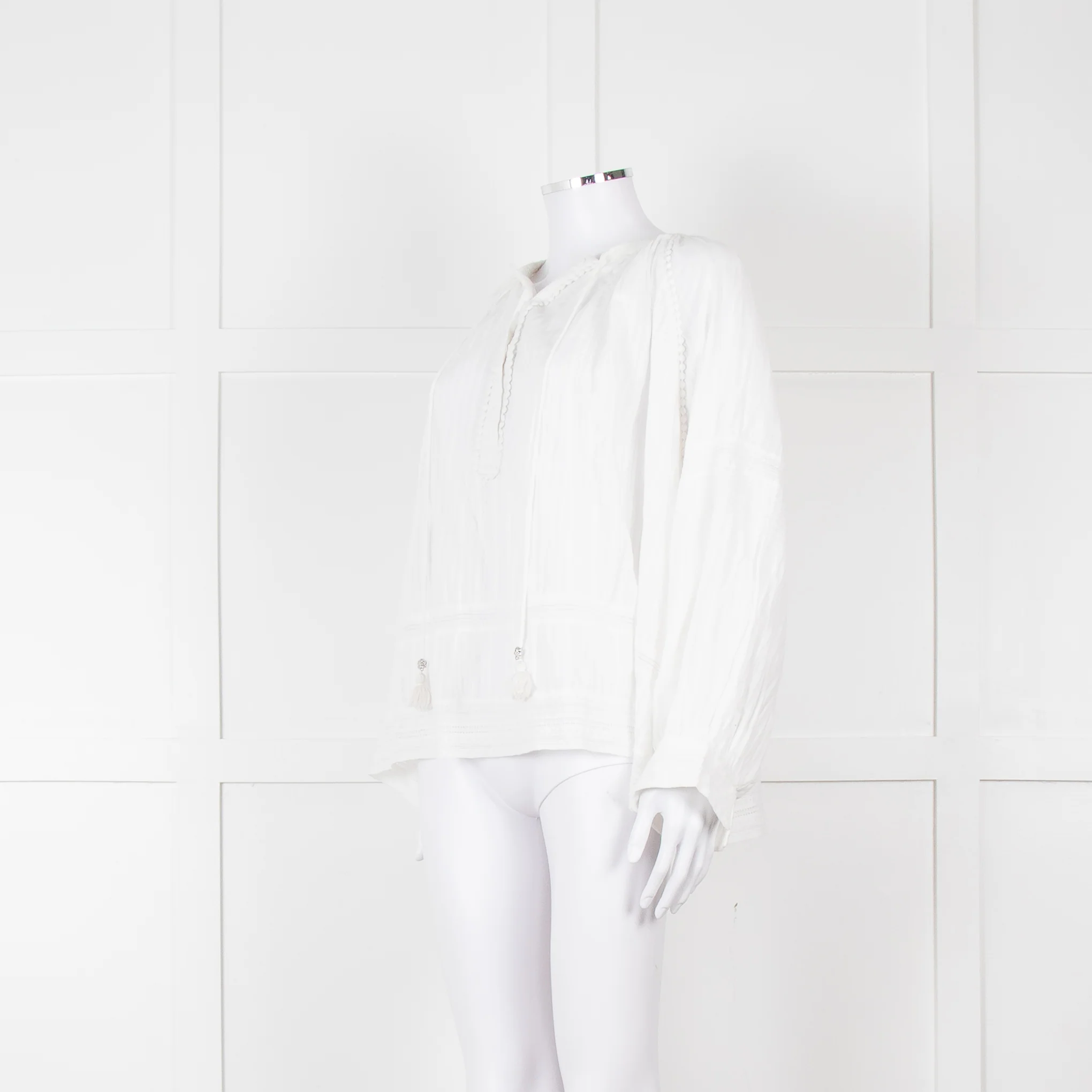 Zadig & Voltaire Cream Lace Trim Oversized Top - Image 8