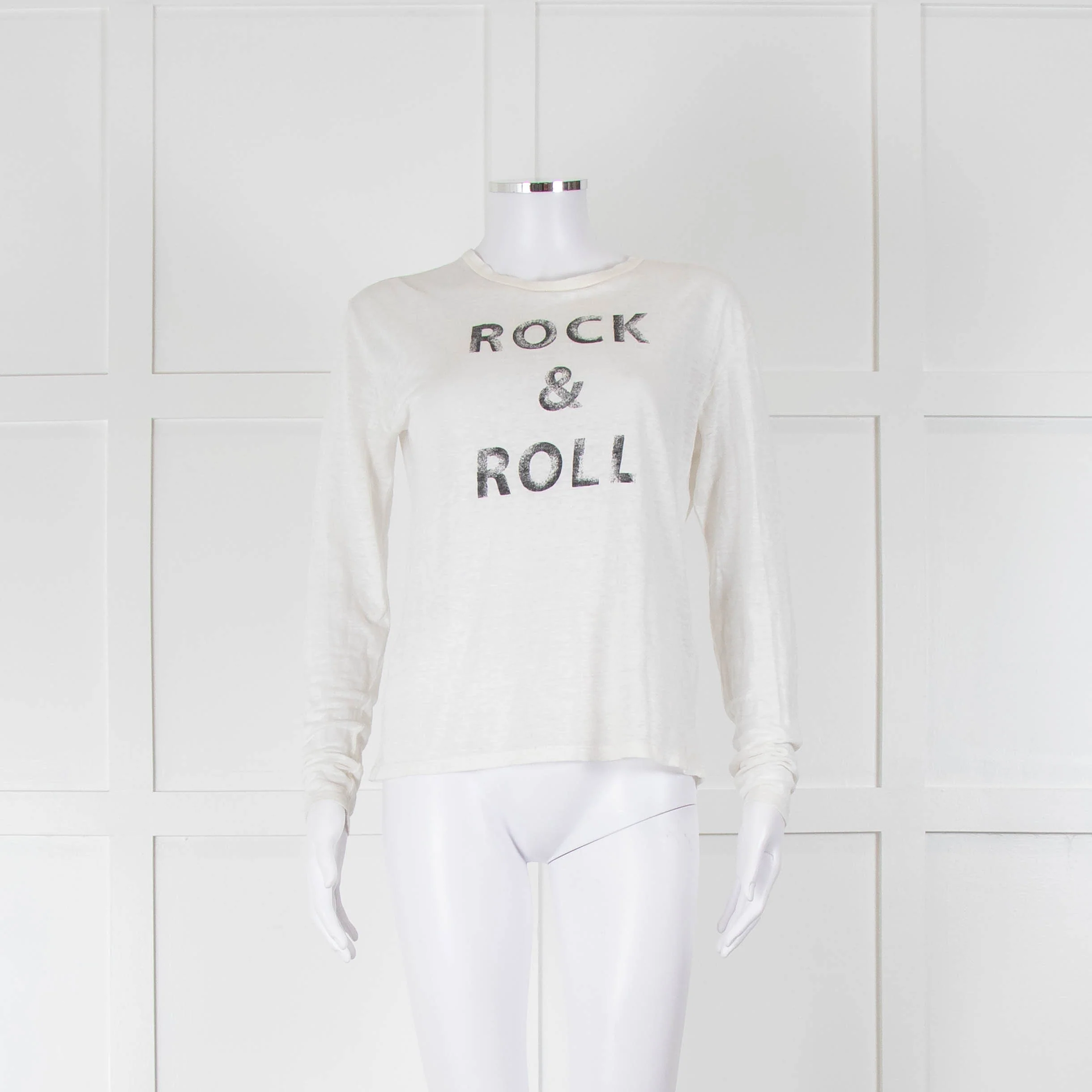 Zadig & Voltaire Cream Slogan Long Sleeve T-Shirt