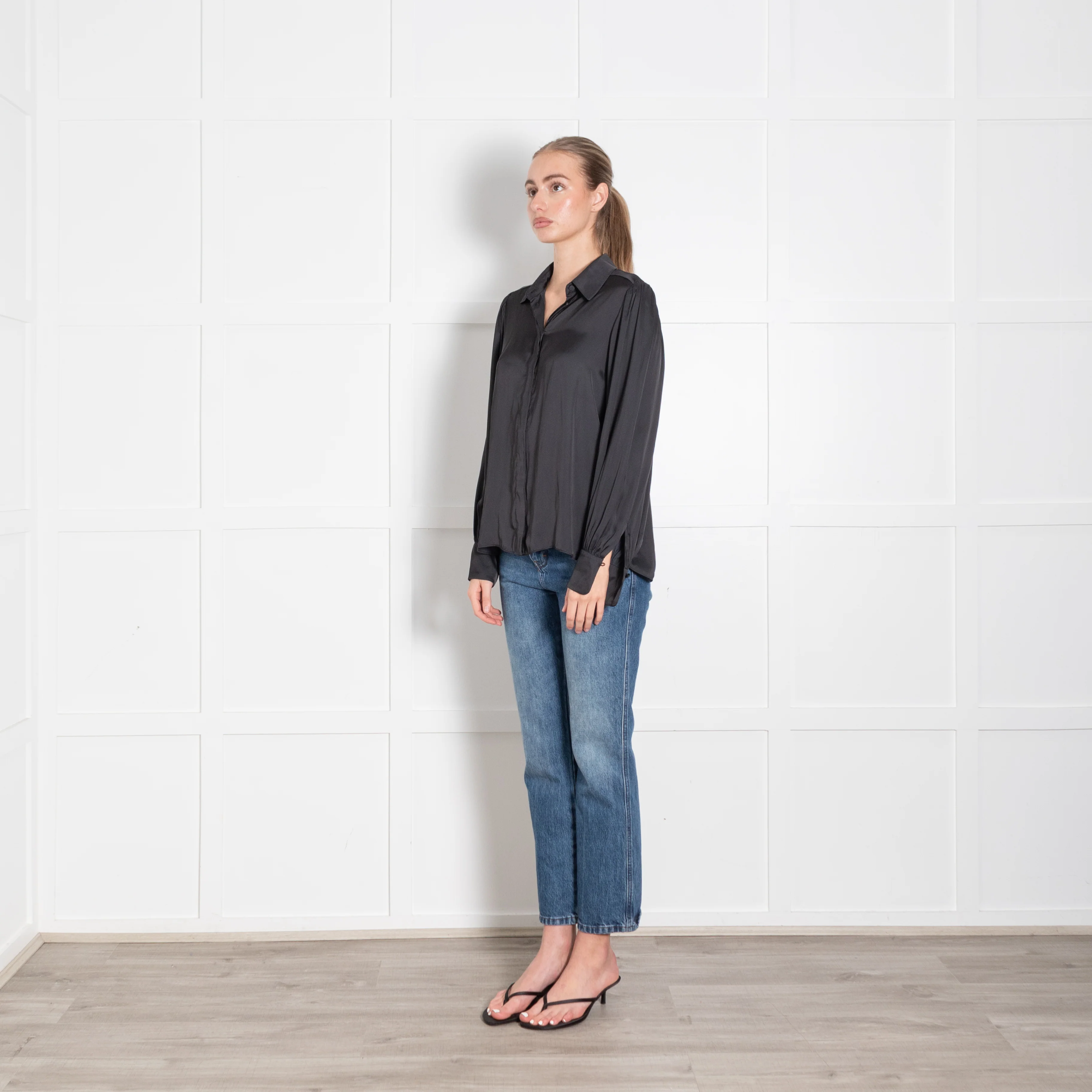 Zadig & Voltaire Preloved Dark Grey Silky Blouse - Image 3