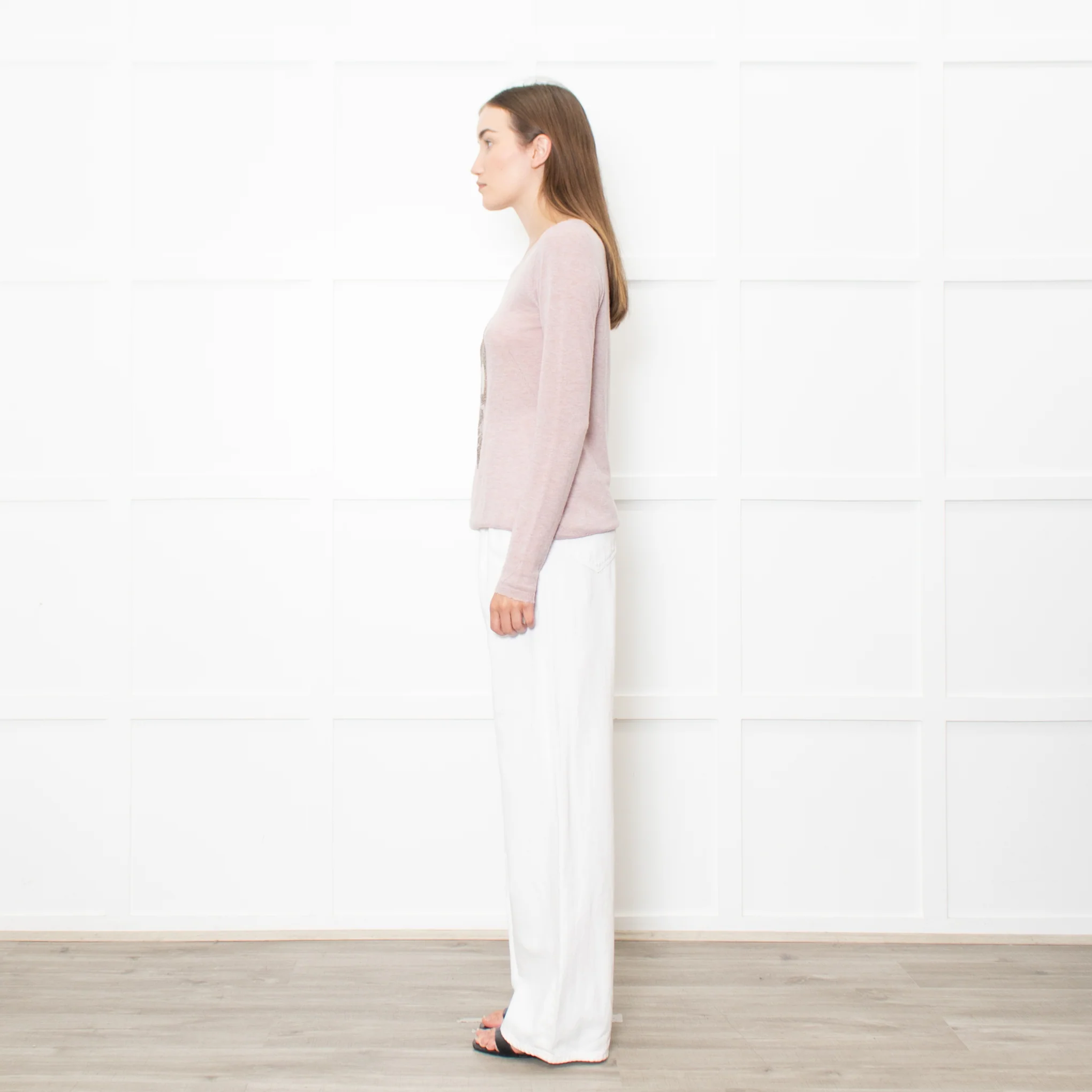 Zadig & Voltaire Deluxe Pink Cashmere Jumper With Diamante Skull - Image 4
