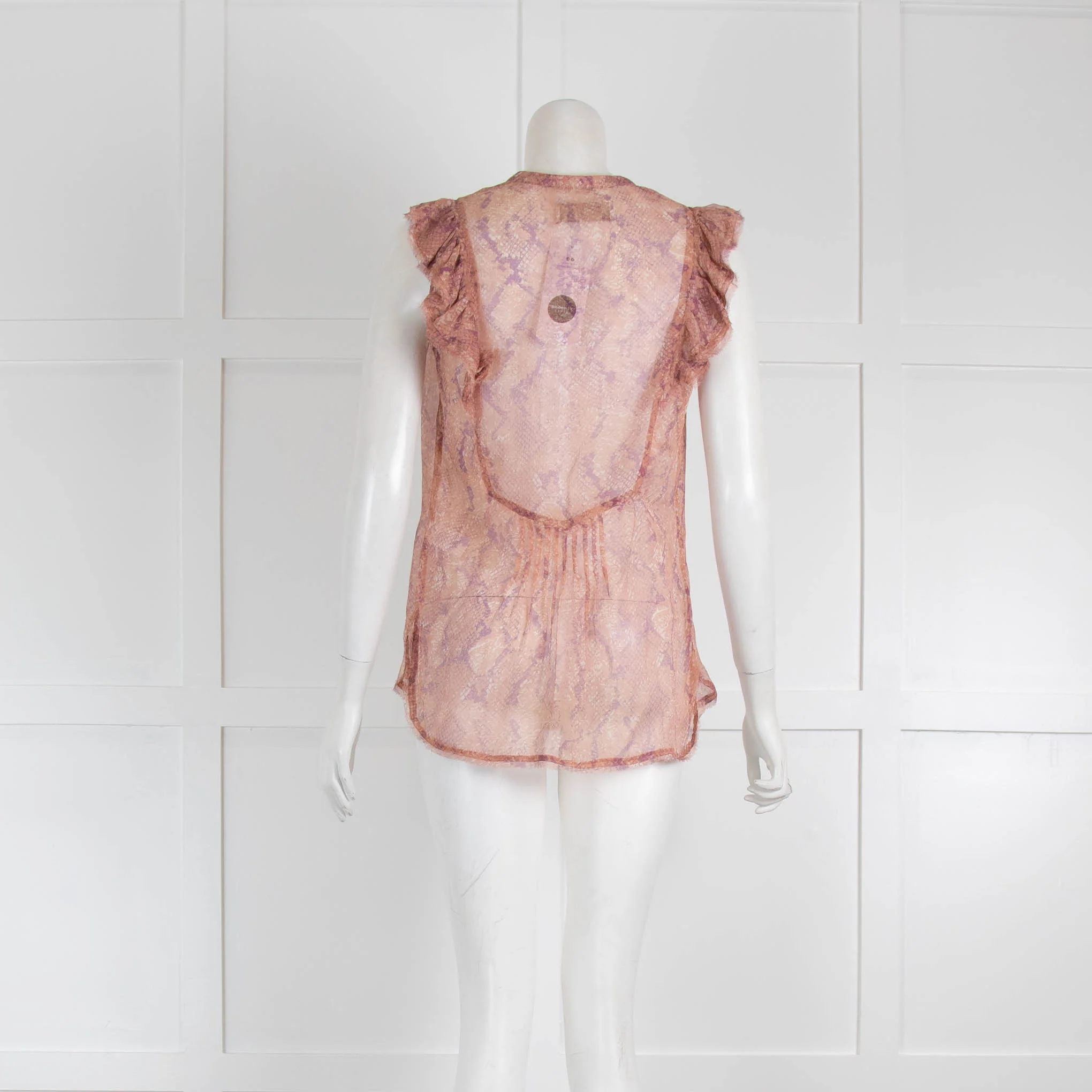Zadig & Voltaire Deluxe Silk Snake Print Blush & Purple Top - Image 3