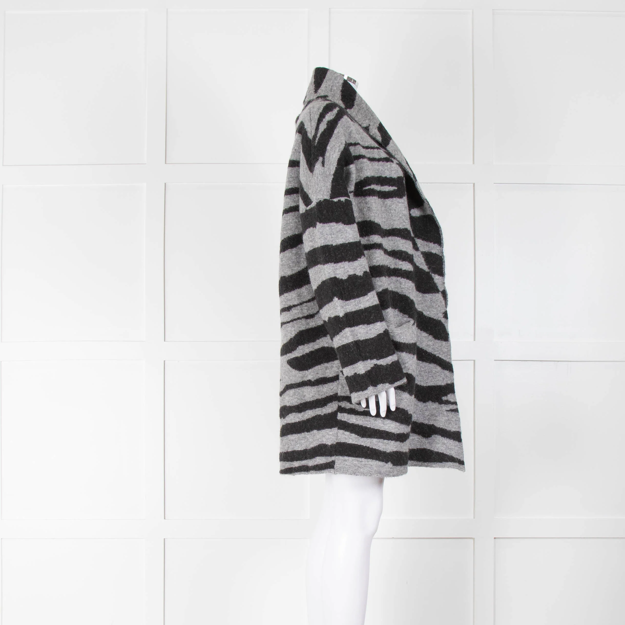Zadig & Voltaire Grey Black Zebra Oversized Cardigan - Image 2