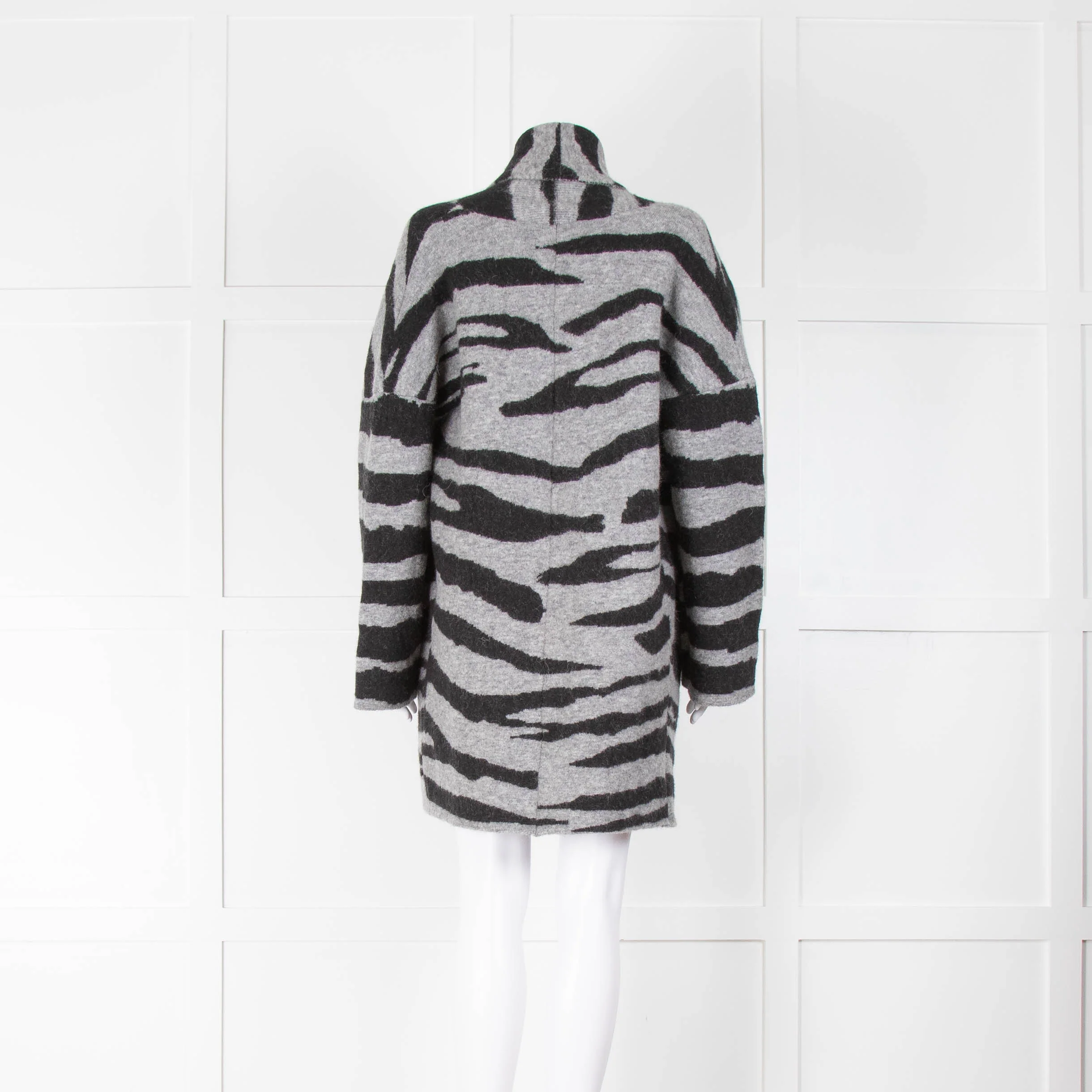 Zadig & Voltaire Grey Black Zebra Oversized Cardigan - Image 3