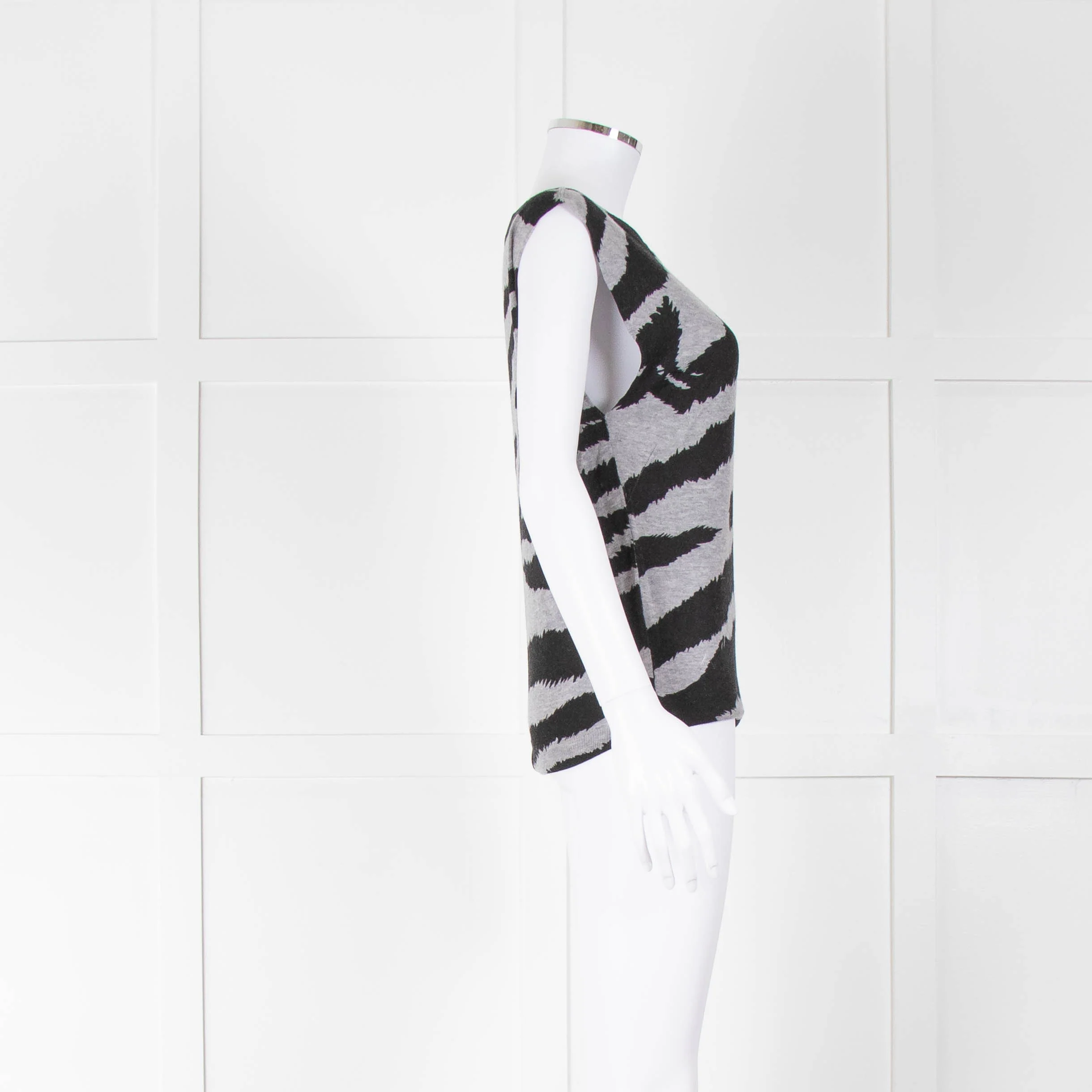 Zadig & Voltaire Grey Black Zebra Sleeveless Top - Image 2