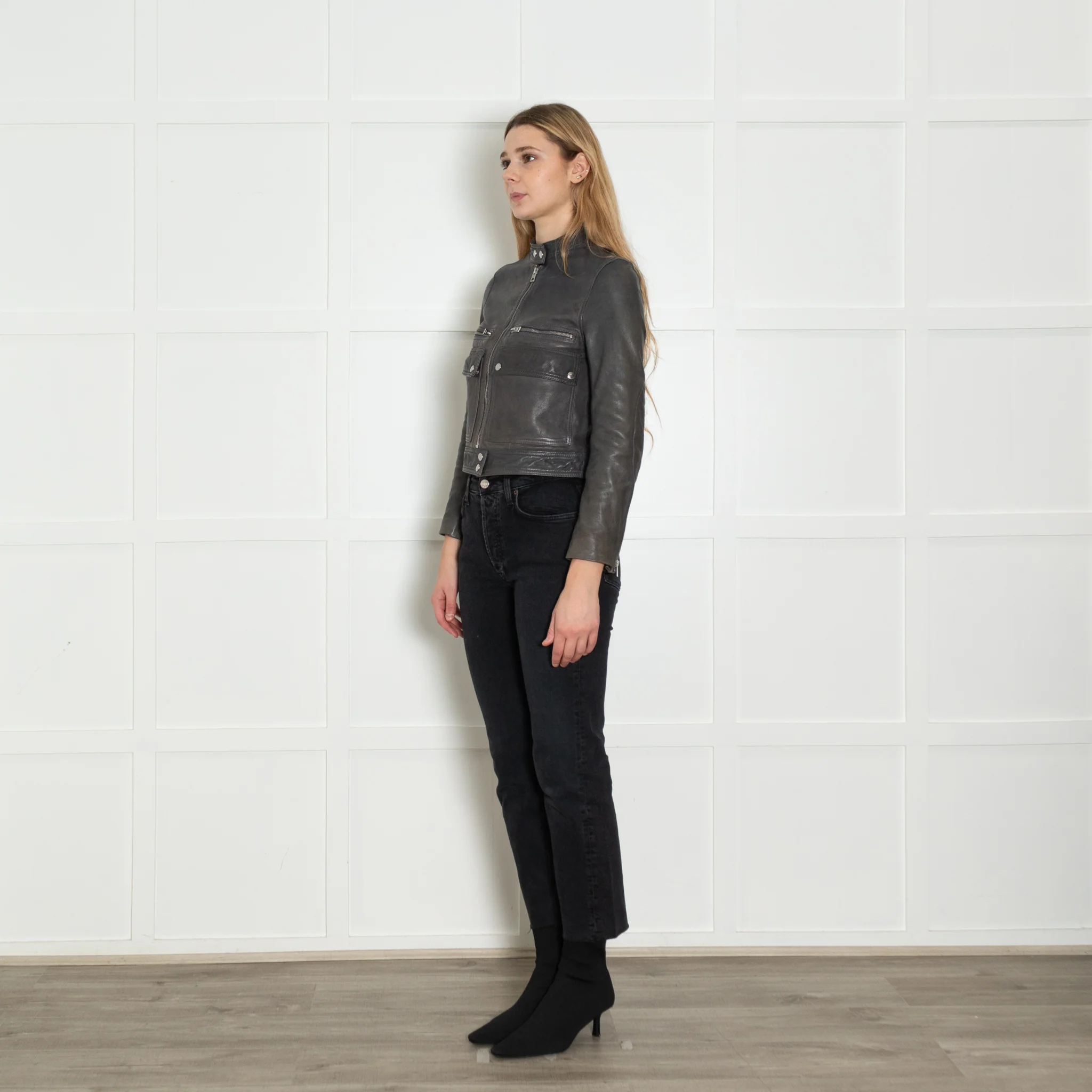 Zadig & Voltaire Grey Leather Jacket - Image 3