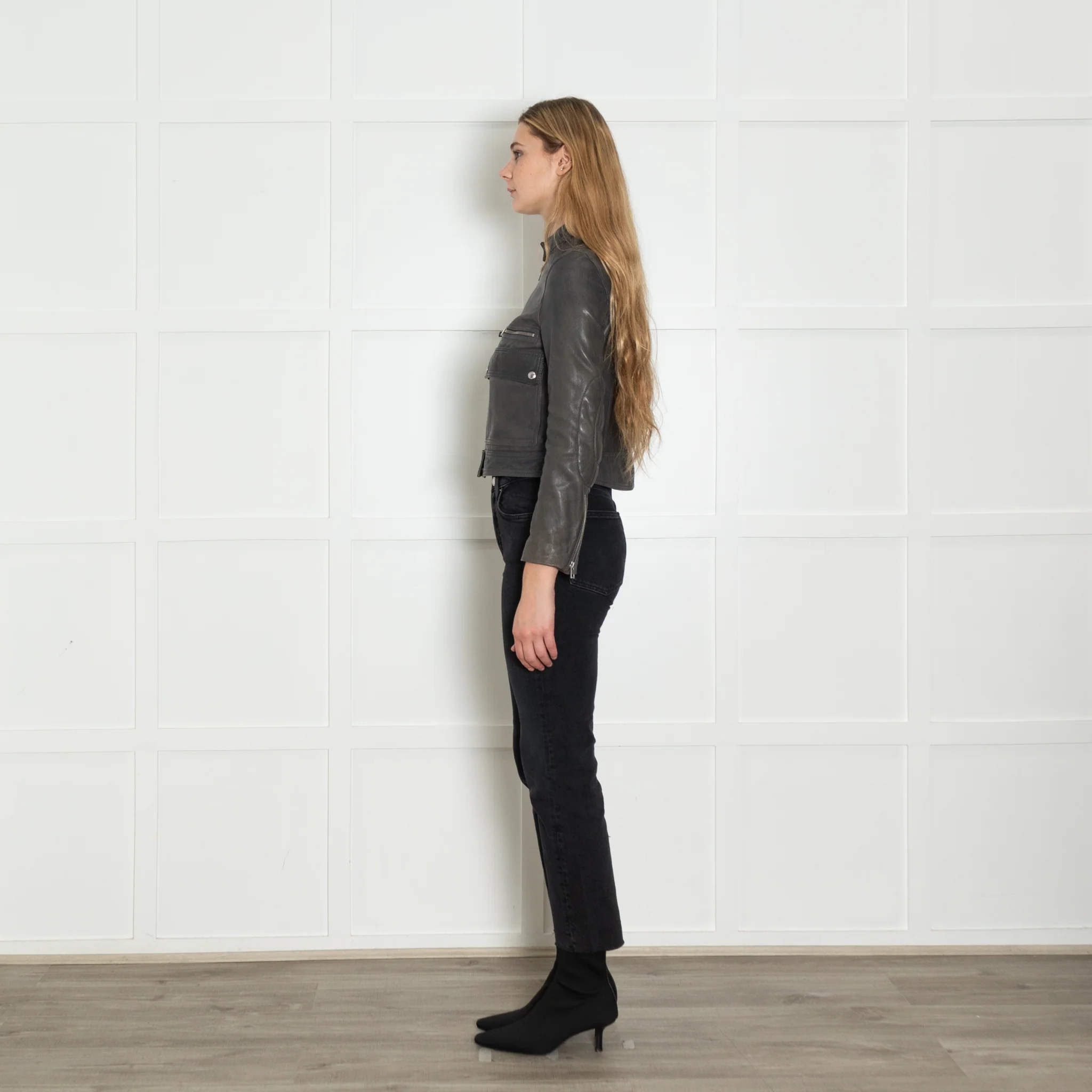 Zadig & Voltaire Grey Leather Jacket - Image 4