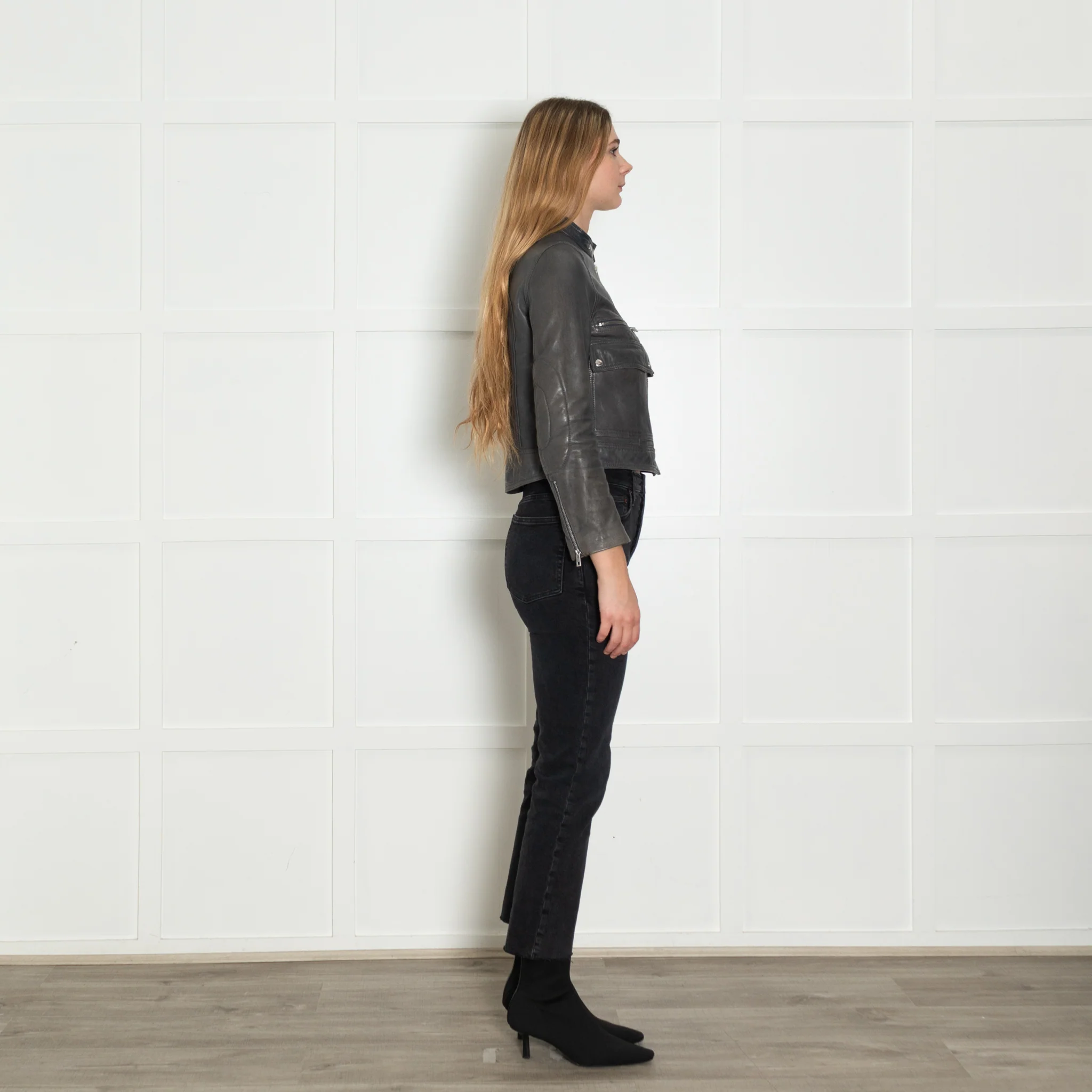 Zadig & Voltaire Grey Leather Jacket - Image 6