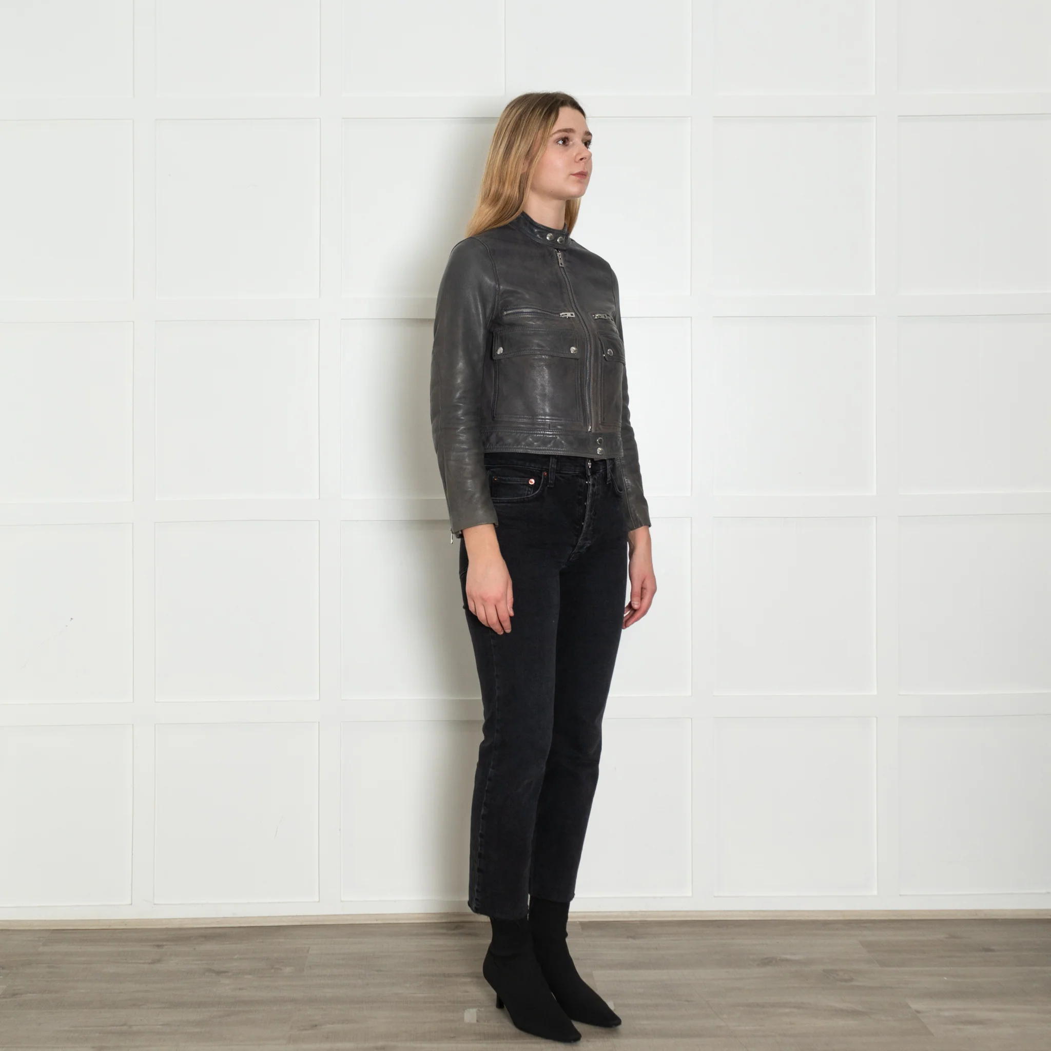 Zadig & Voltaire Grey Leather Jacket - Image 7