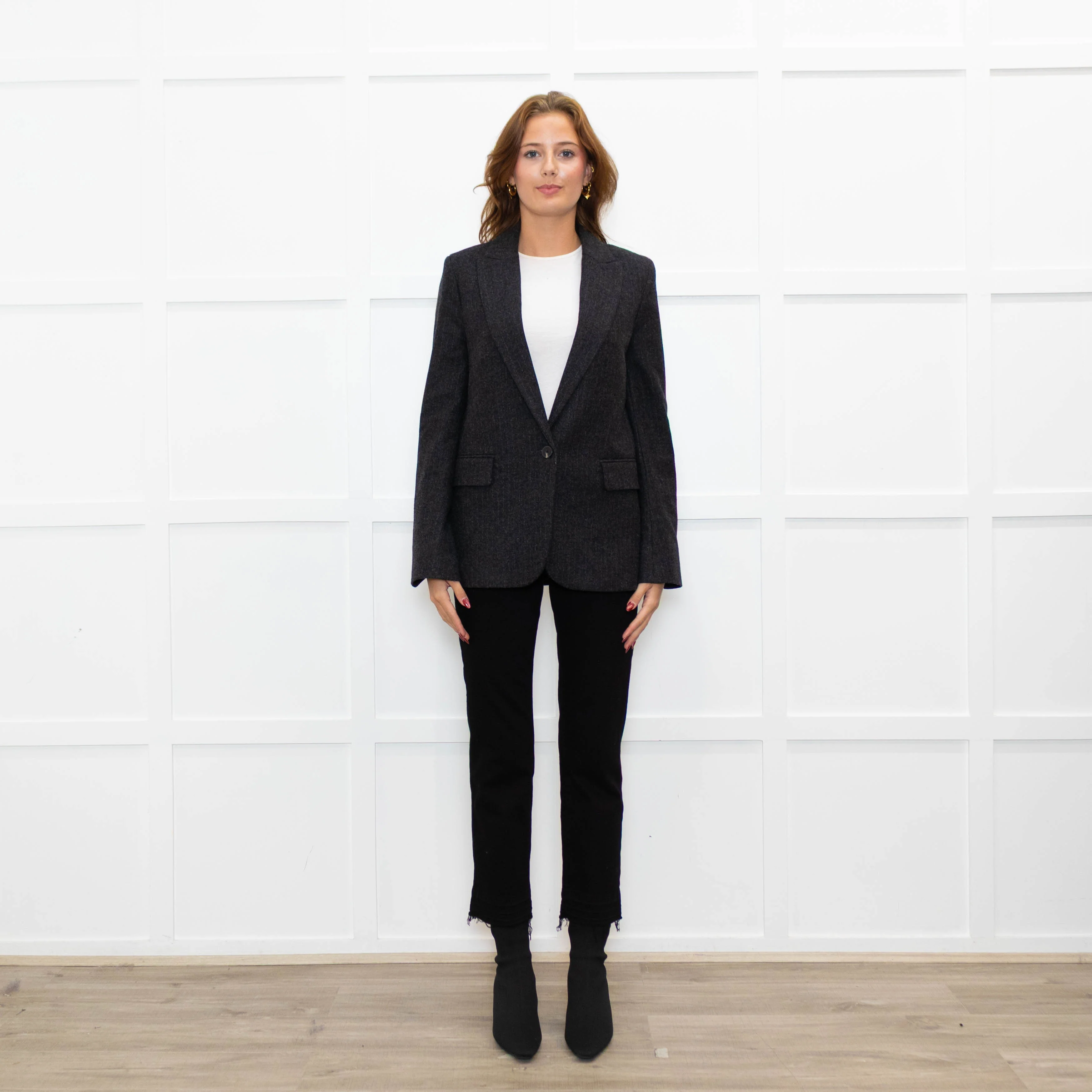 Zadig & Voltaire Grey Wool Mix Jacket With Star Elbows