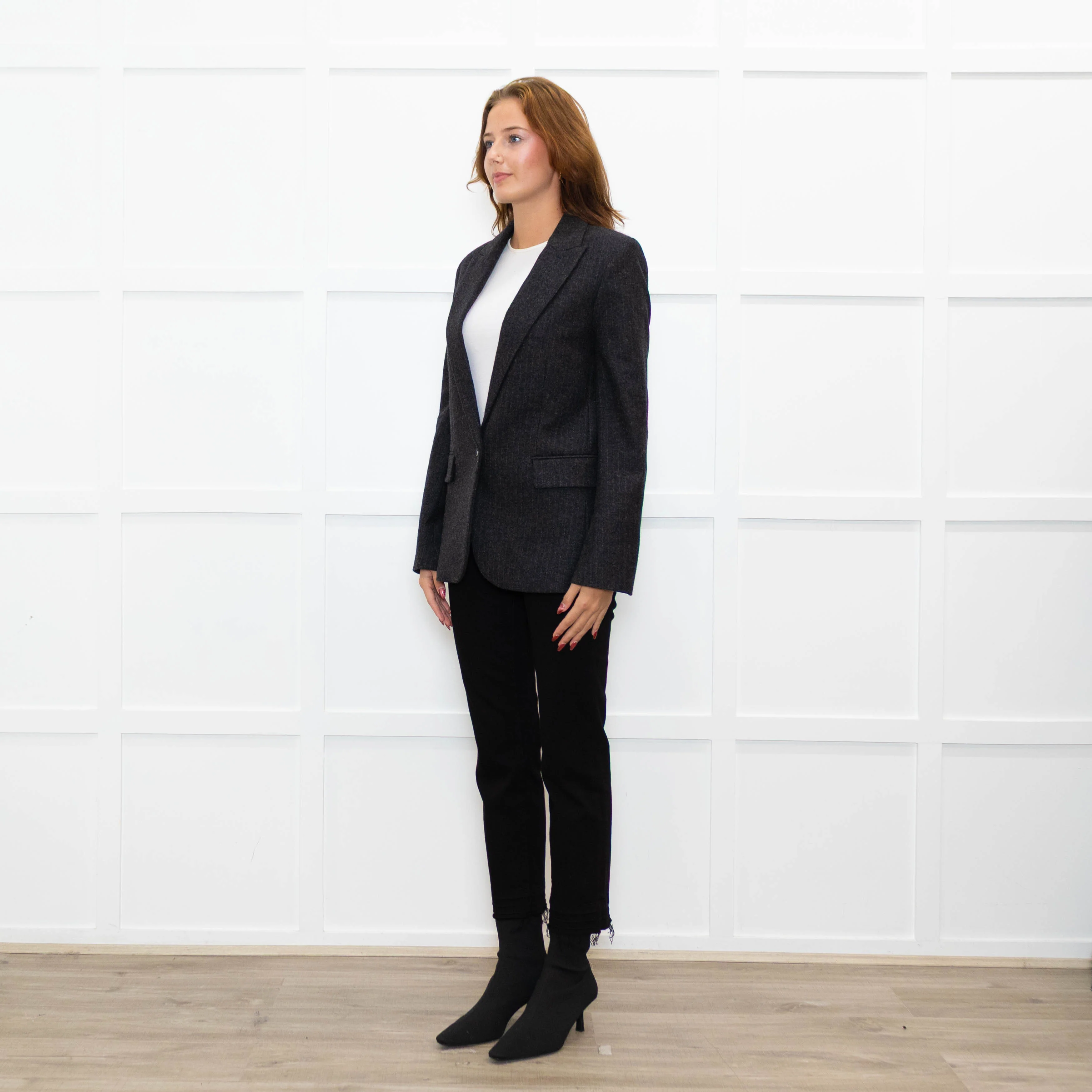 Zadig & Voltaire Grey Wool Mix Jacket With Star Elbows - Image 3