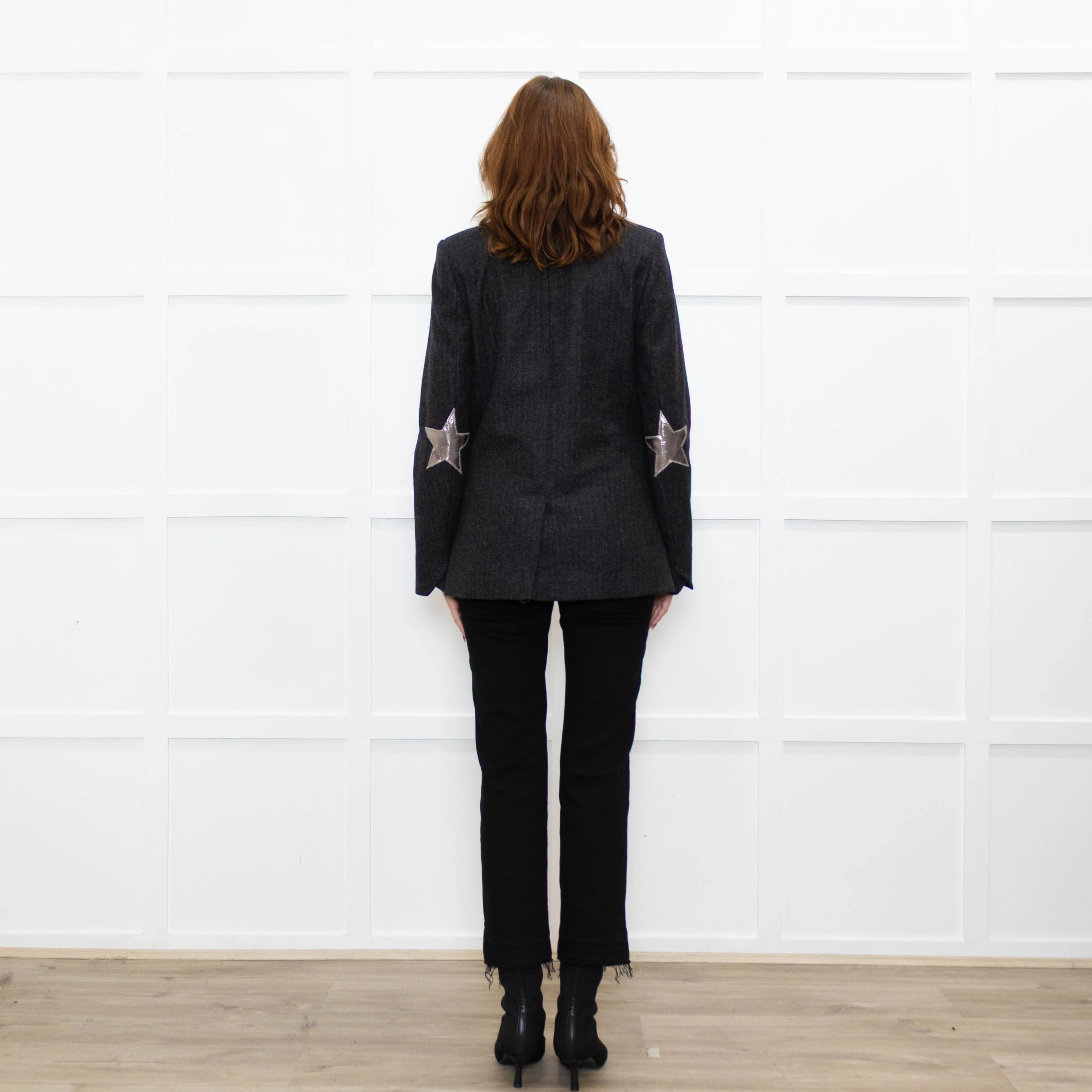 Zadig & Voltaire Grey Wool Mix Jacket With Star Elbows - Image 5