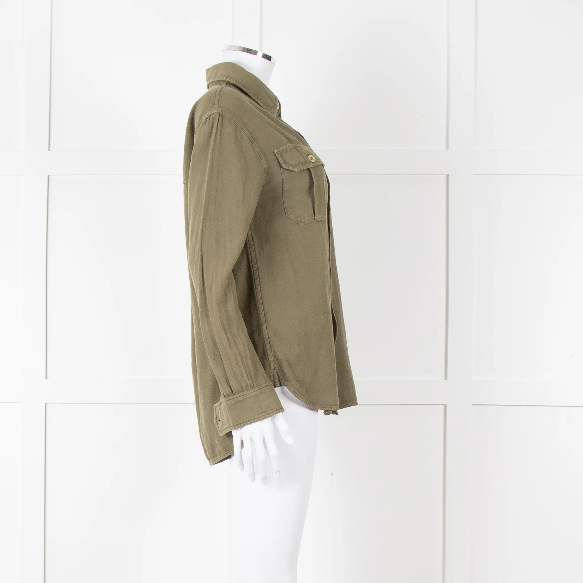 Zadig & Voltaire Khaki Cotton Army Style Shirt - Image 3