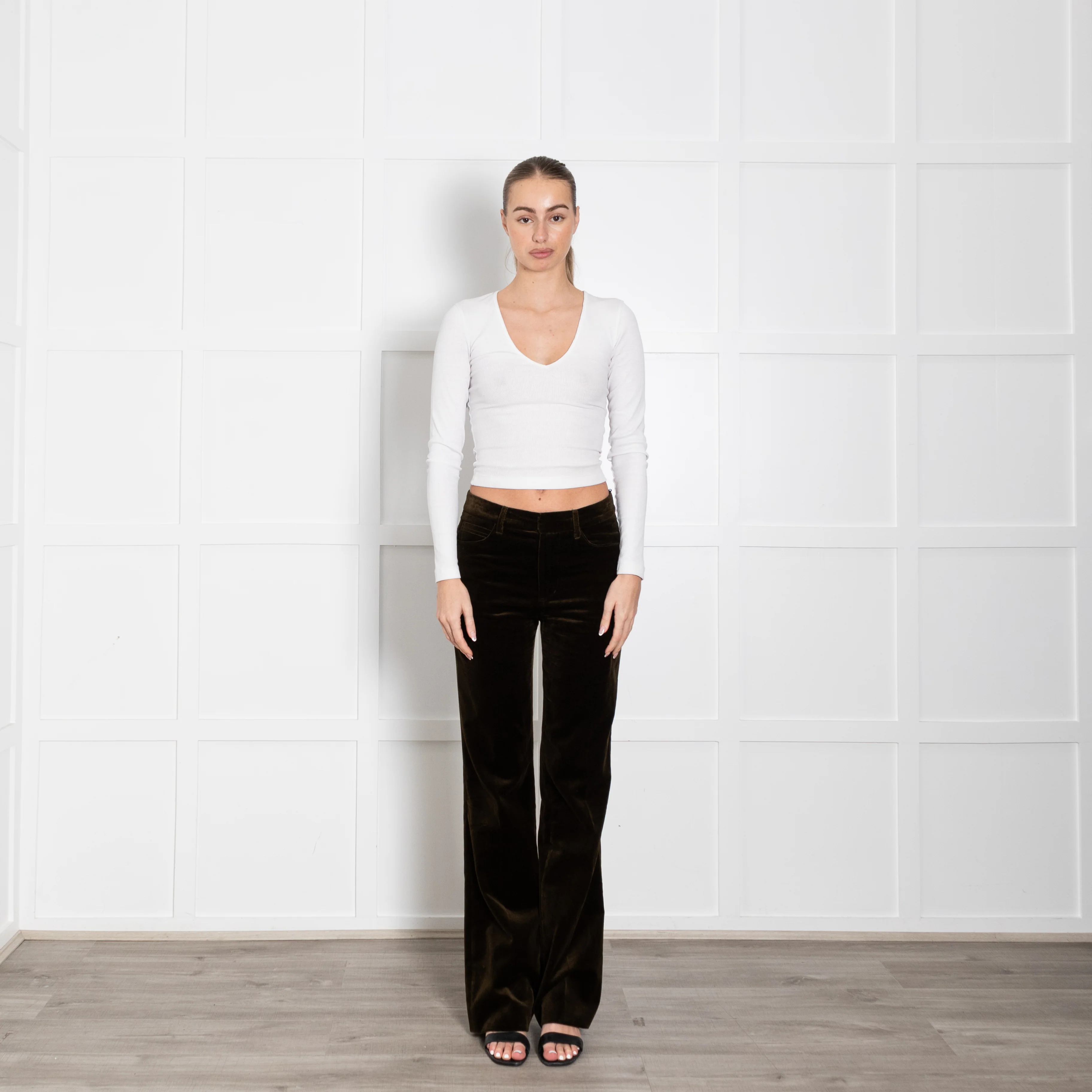 Zadig & Voltaire Preloved  Khaki Green Velvet Trousers