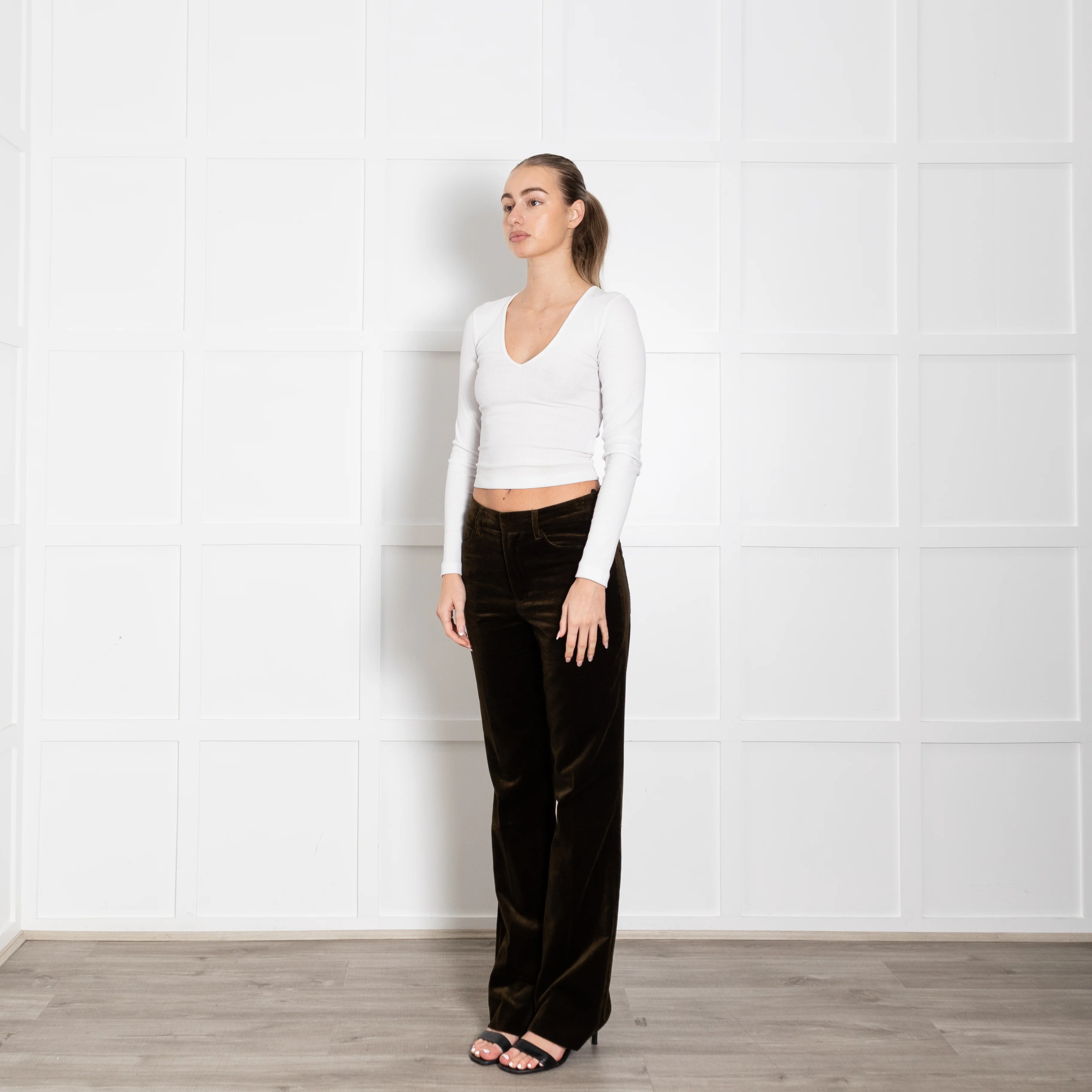 Zadig & Voltaire Preloved  Khaki Green Velvet Trousers - Image 3