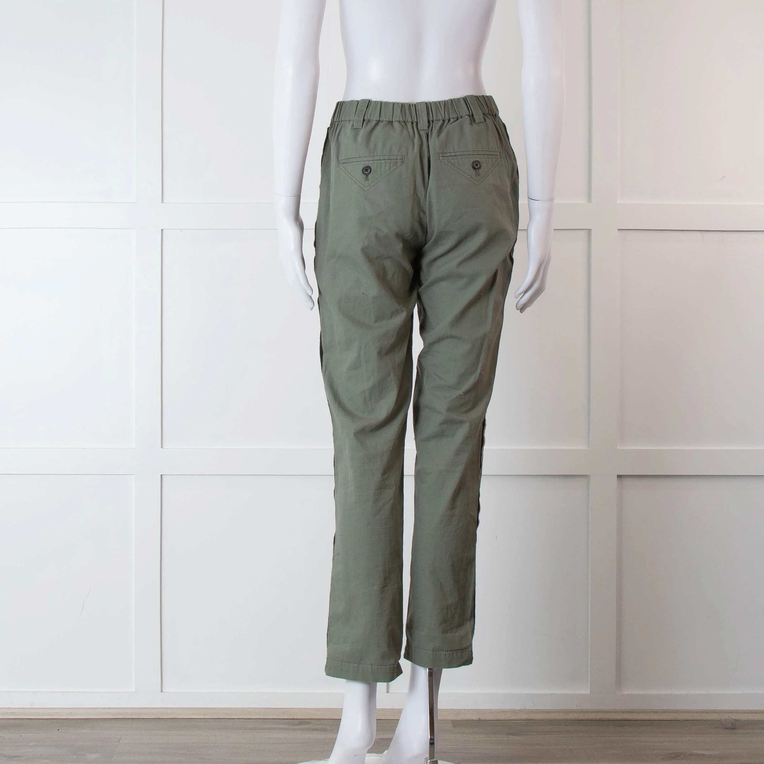Zadig & Voltaire Khaki Side Gold Strap Cotton Trousers - Image 5