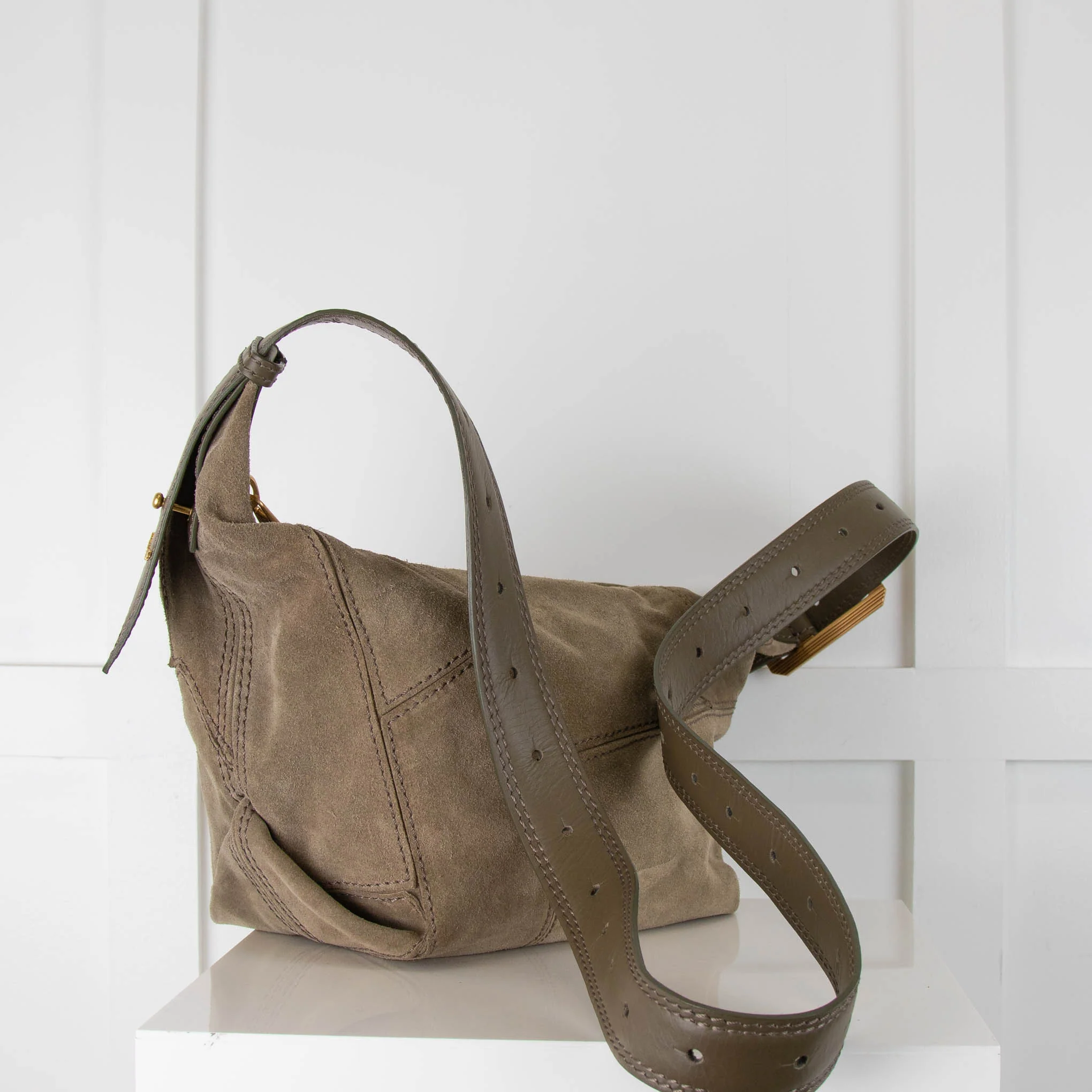 Zadig & Voltaire La Cecilia Olive Green Suede CrossBody Bag - Image 2