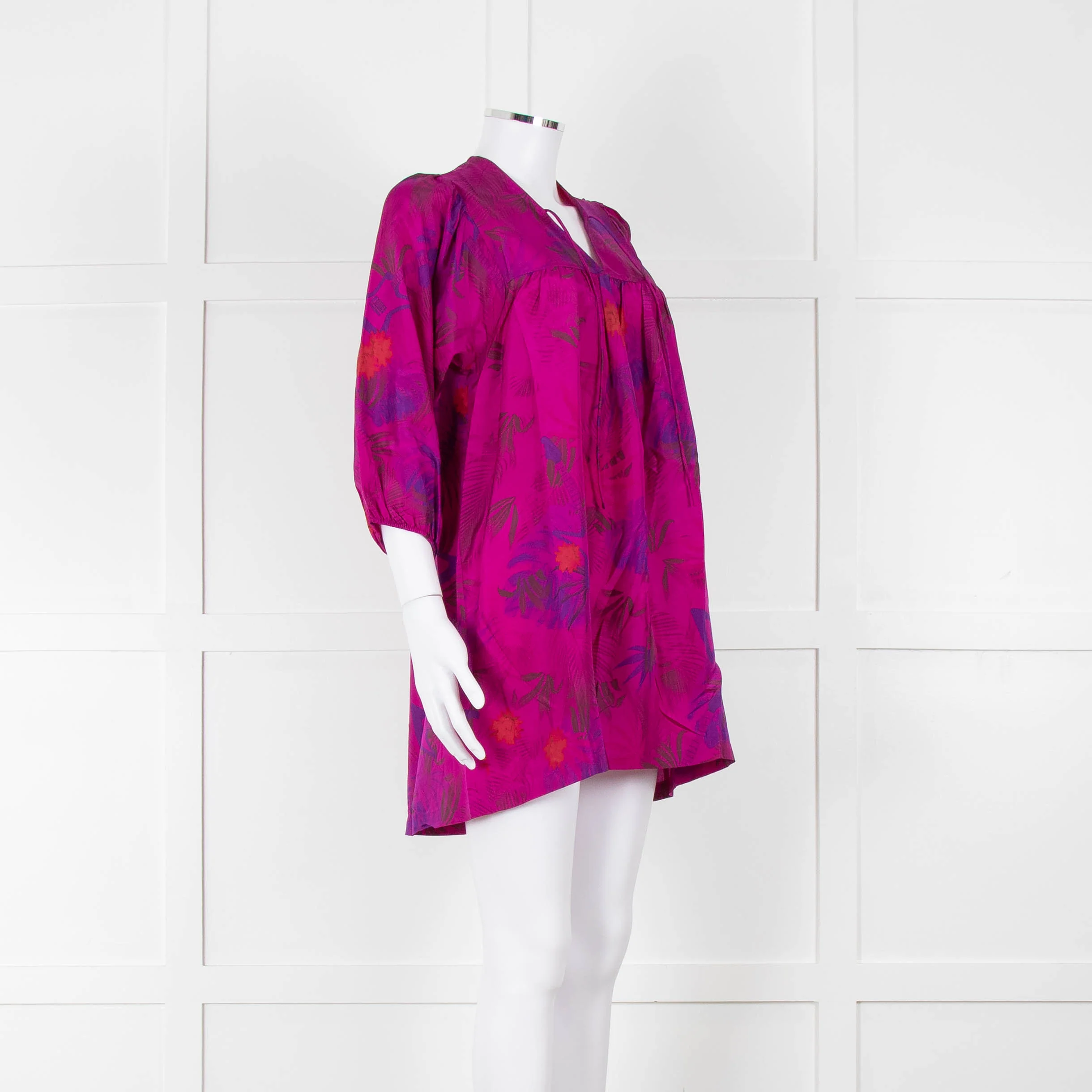 Zadig & Voltaire Magenta Purple Floral Silk Mini Tunic Dress - Image 2