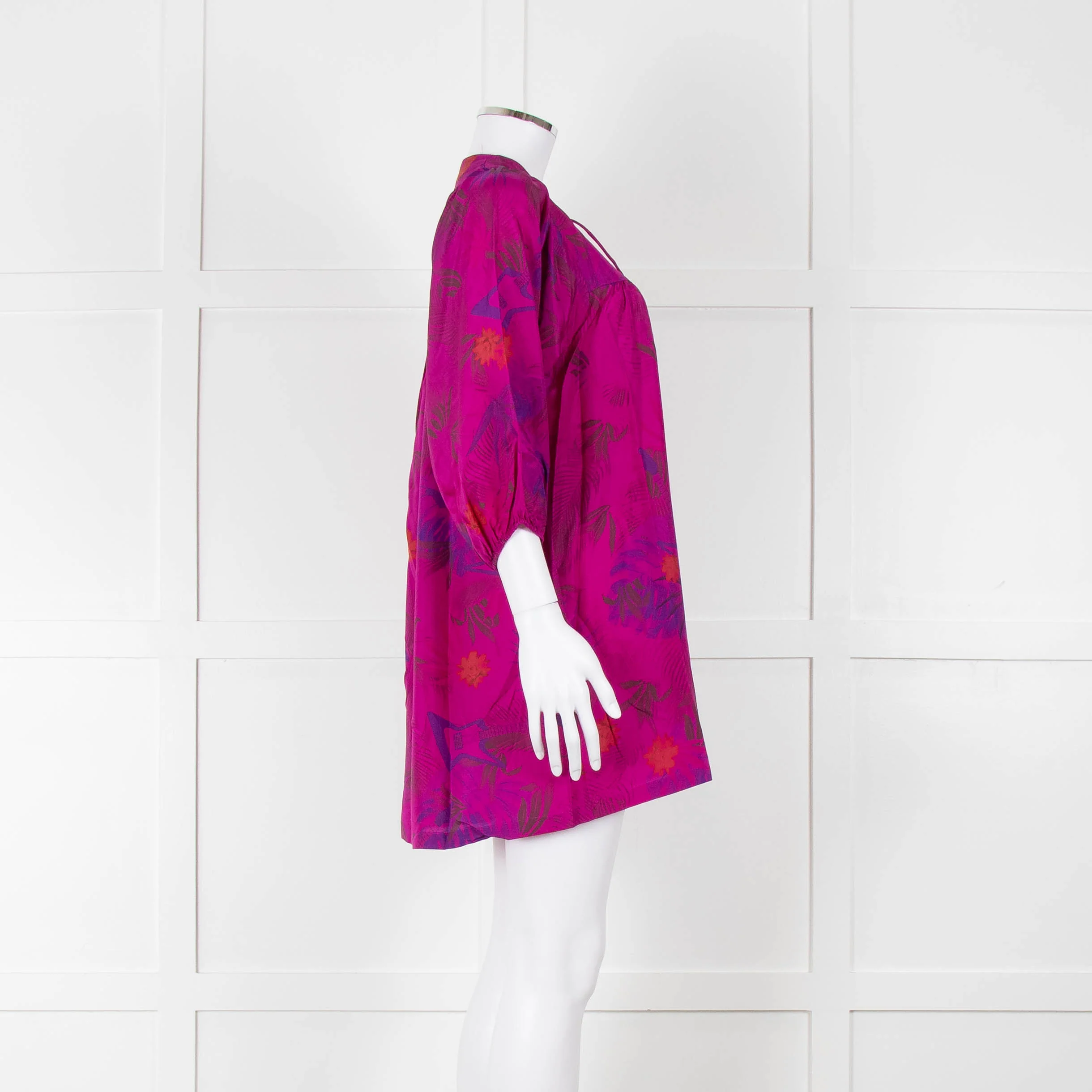 Zadig & Voltaire Magenta Purple Floral Silk Mini Tunic Dress - Image 3