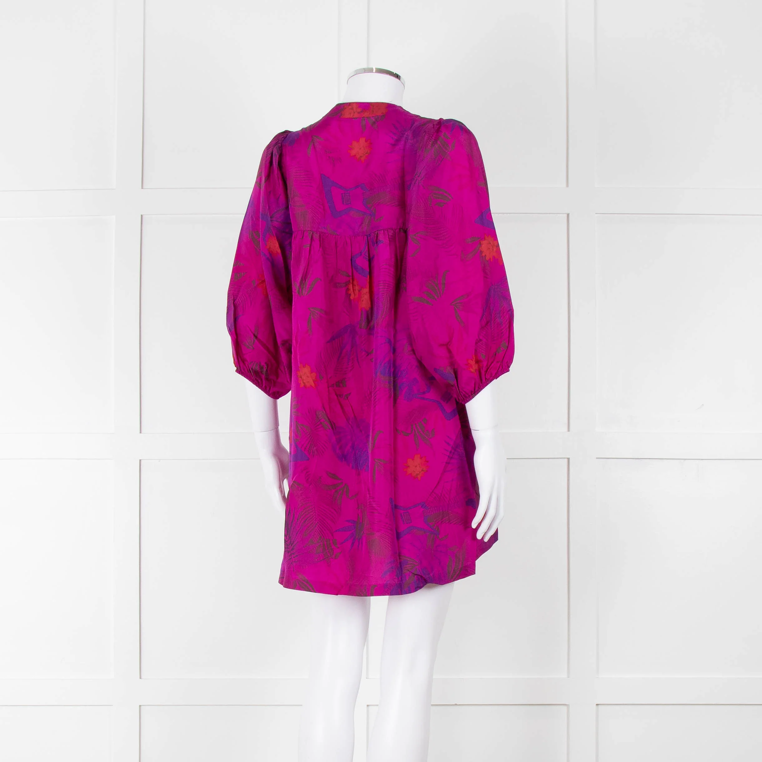 Zadig & Voltaire Magenta Purple Floral Silk Mini Tunic Dress - Image 4