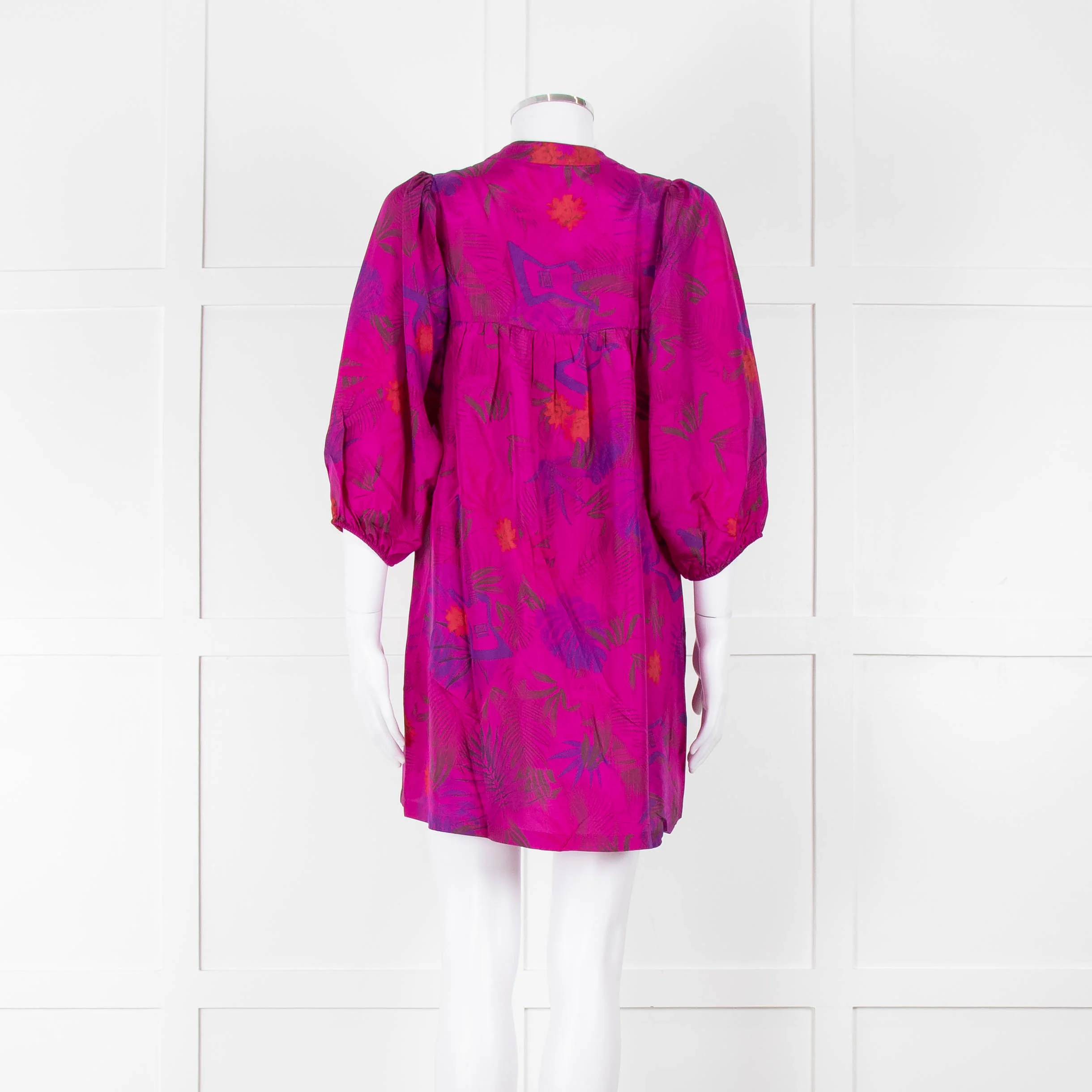 Zadig & Voltaire Magenta Purple Floral Silk Mini Tunic Dress - Image 5