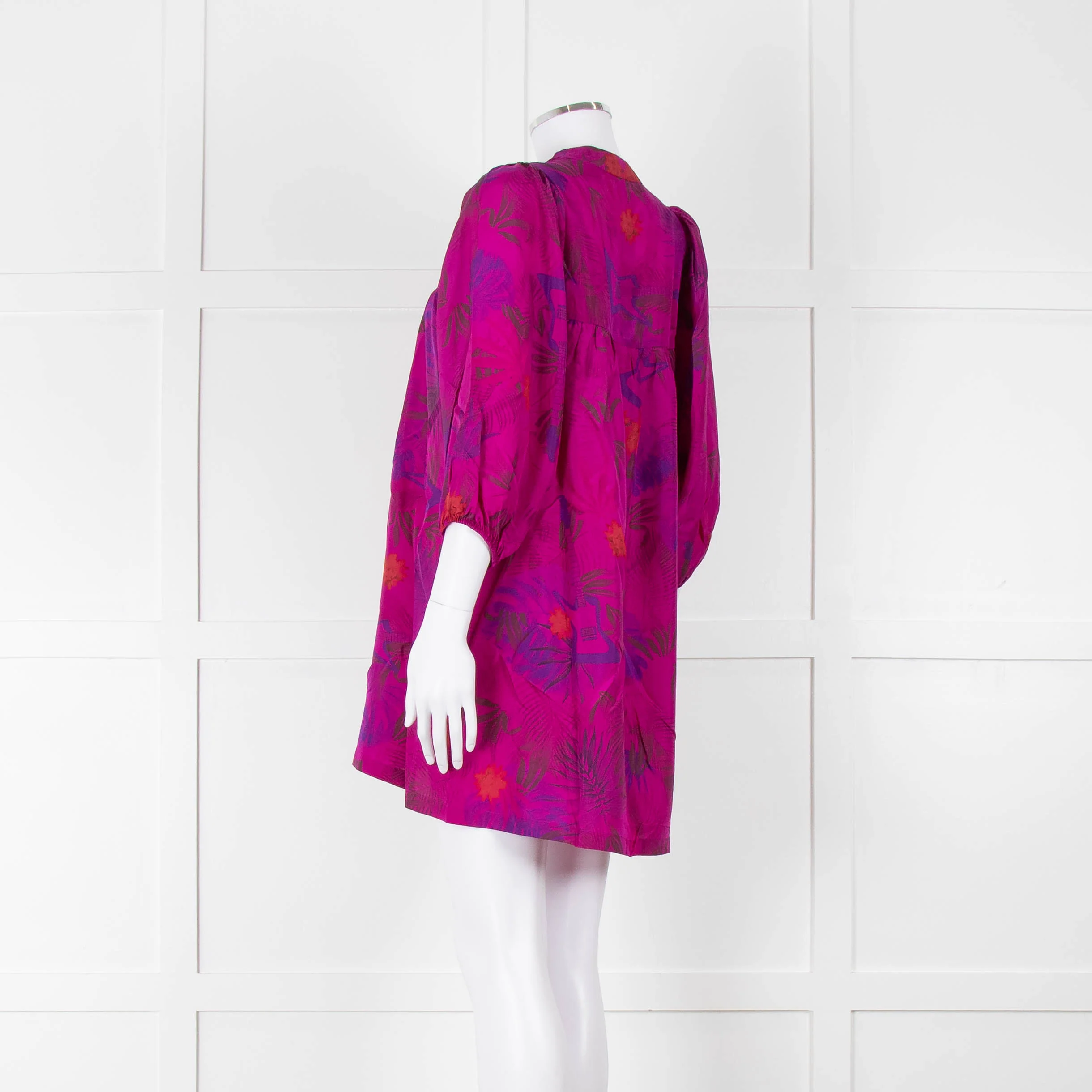 Zadig & Voltaire Magenta Purple Floral Silk Mini Tunic Dress - Image 6