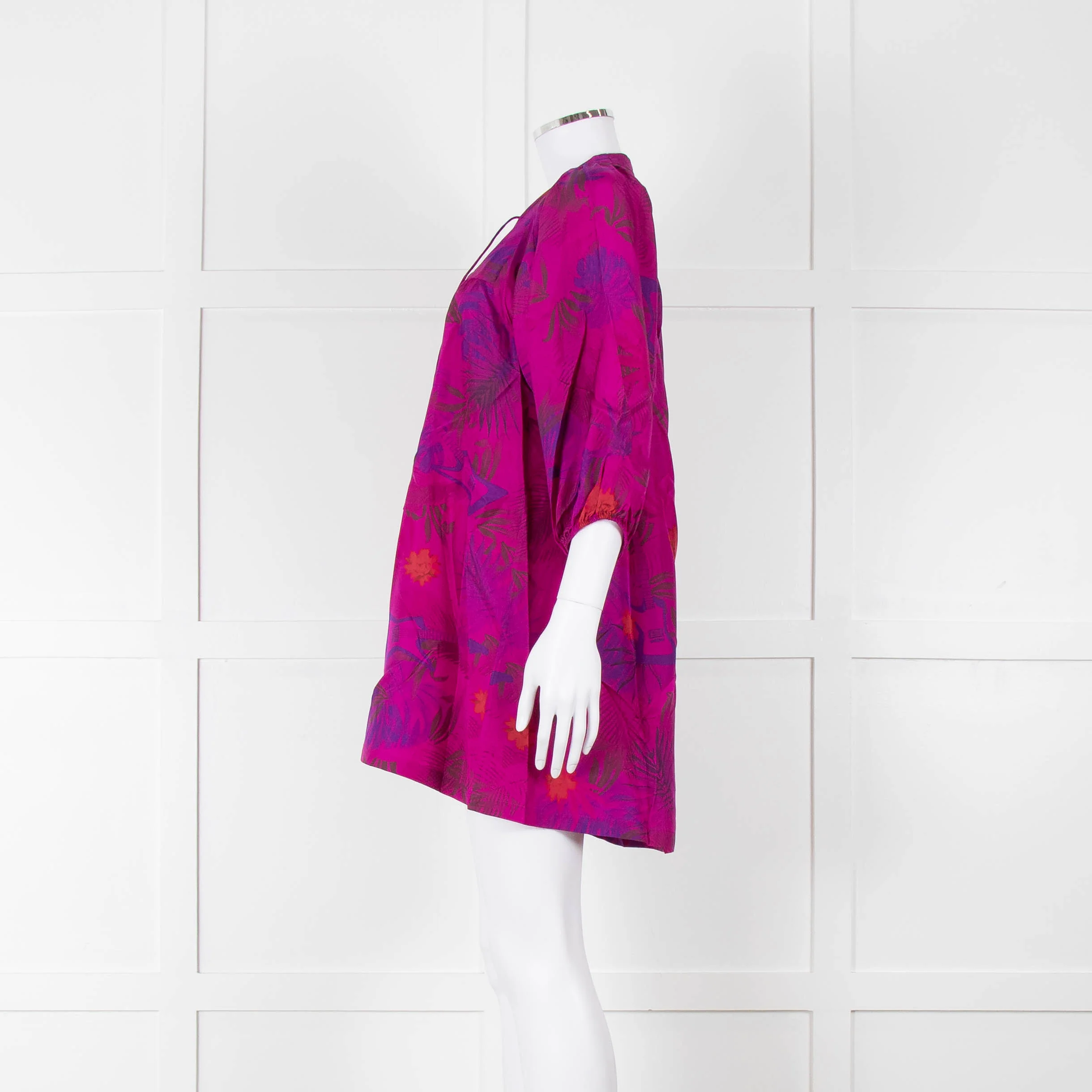 Zadig & Voltaire Magenta Purple Floral Silk Mini Tunic Dress - Image 7