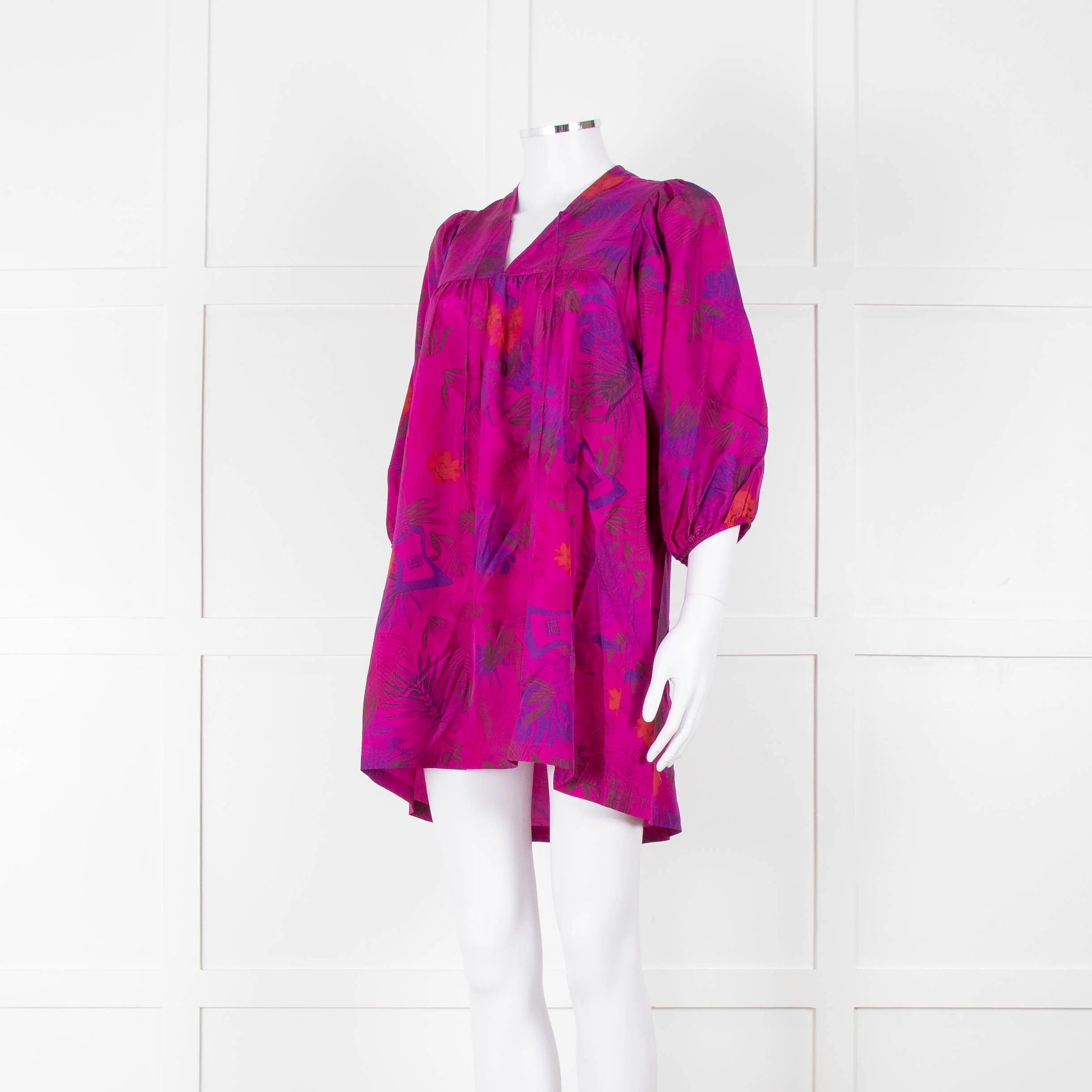 Zadig & Voltaire Magenta Purple Floral Silk Mini Tunic Dress - Image 8