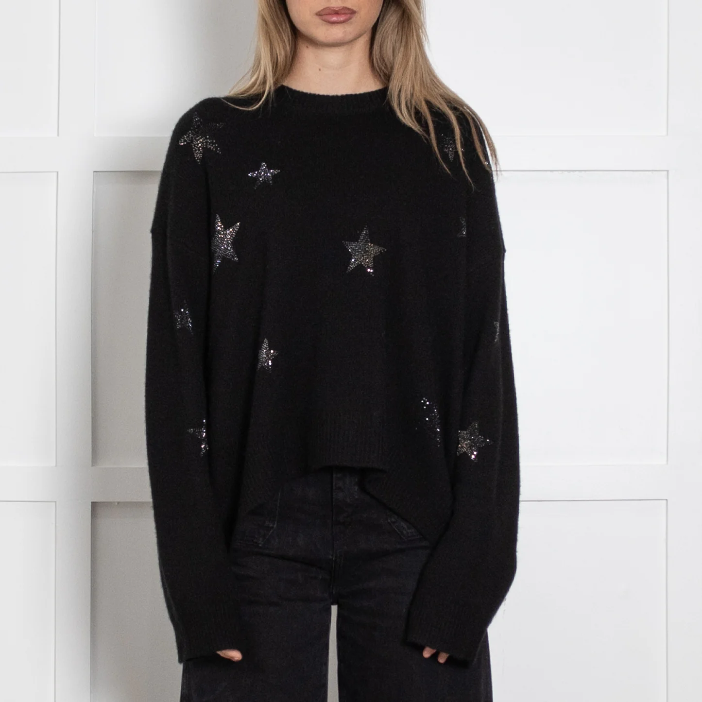 Zadig & Voltaire Preloved Markus Stars Black Cashmere Sweater With Crystal Embellishments - Image 2