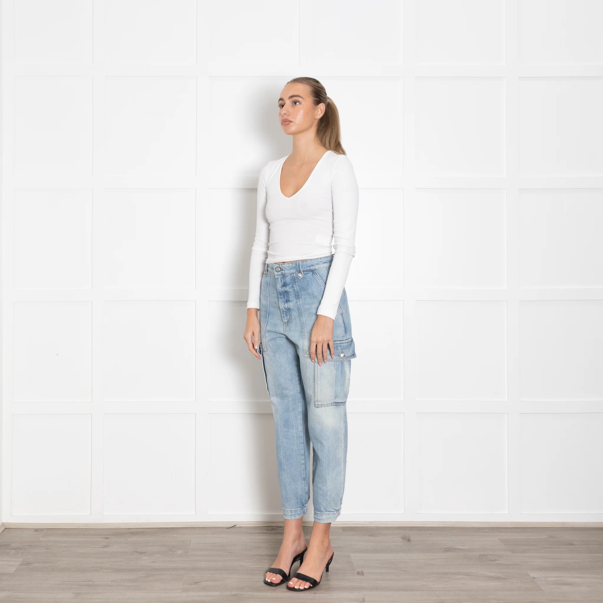 Zadig & Voltaire Preloved Pale Blue Cargo Jeans - Image 3