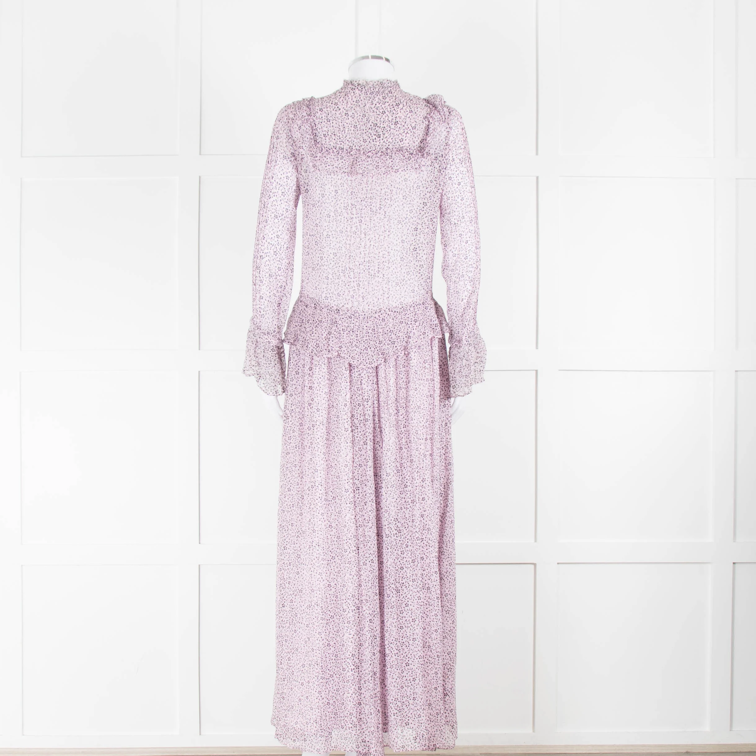 Zadig & Voltaire Pink Black Print Long Sleeve Maxi Dress - Image 3