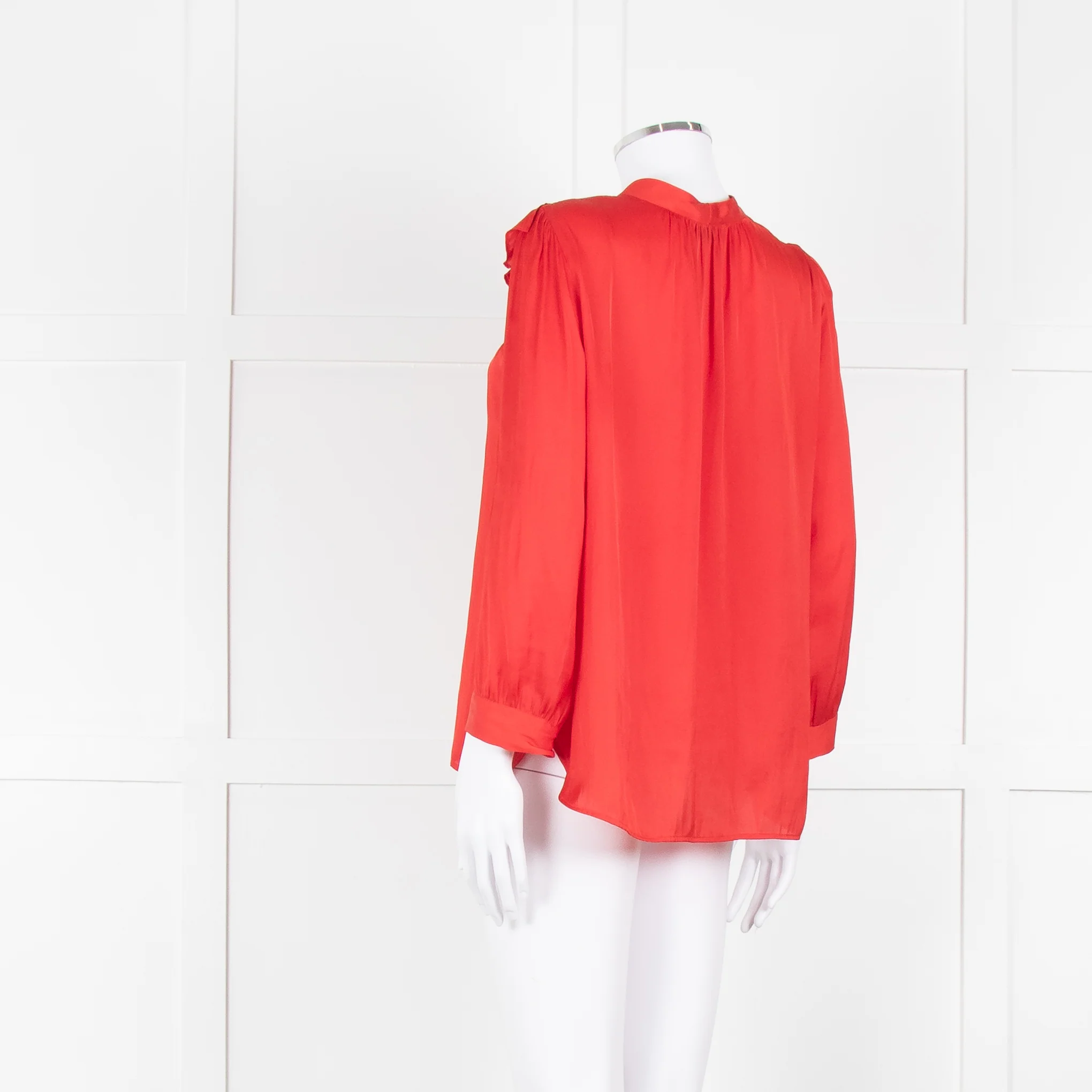 Zadig & Voltaire Red Frill Detail Satin Shirt - Image 6
