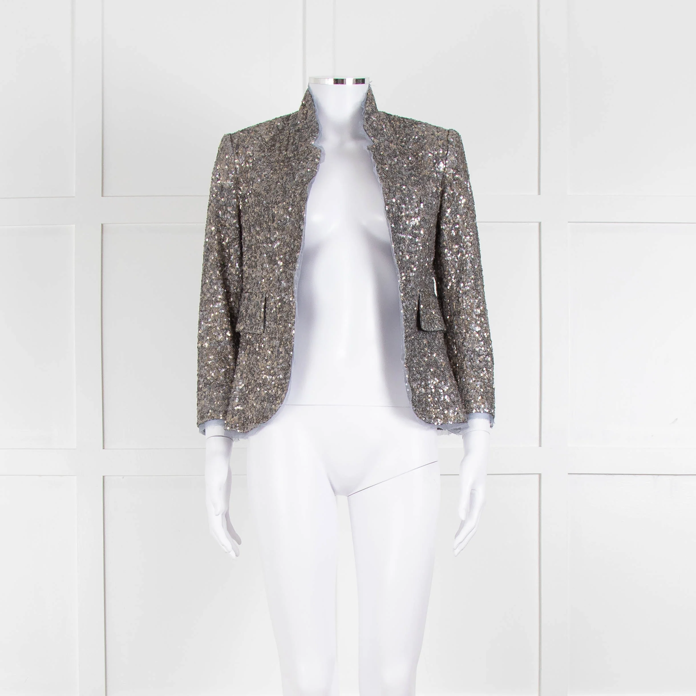 Zadig & Voltaire Preloved Silver Sequinned Blazer Jacket