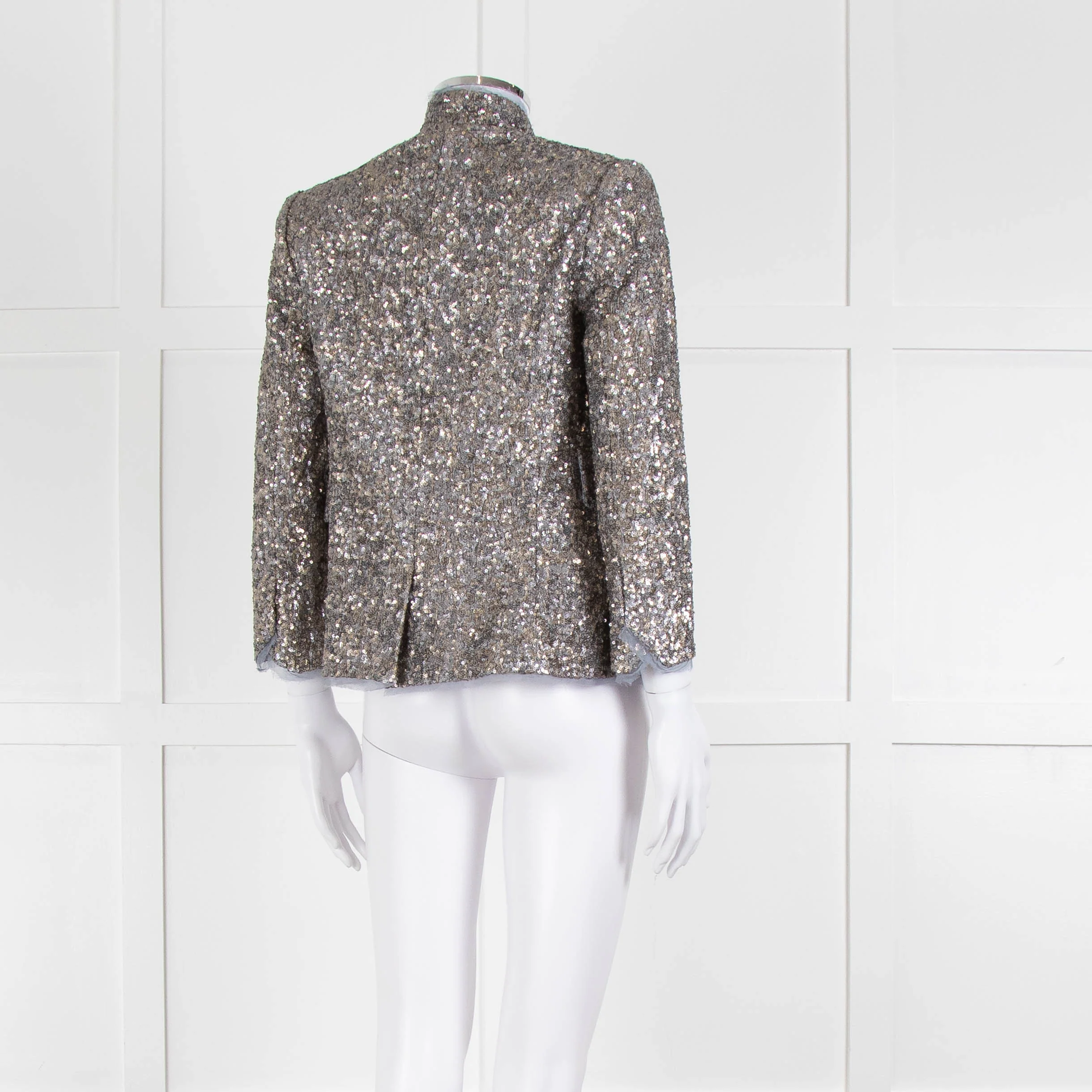 Zadig & Voltaire Preloved Silver Sequinned Blazer Jacket - Image 4