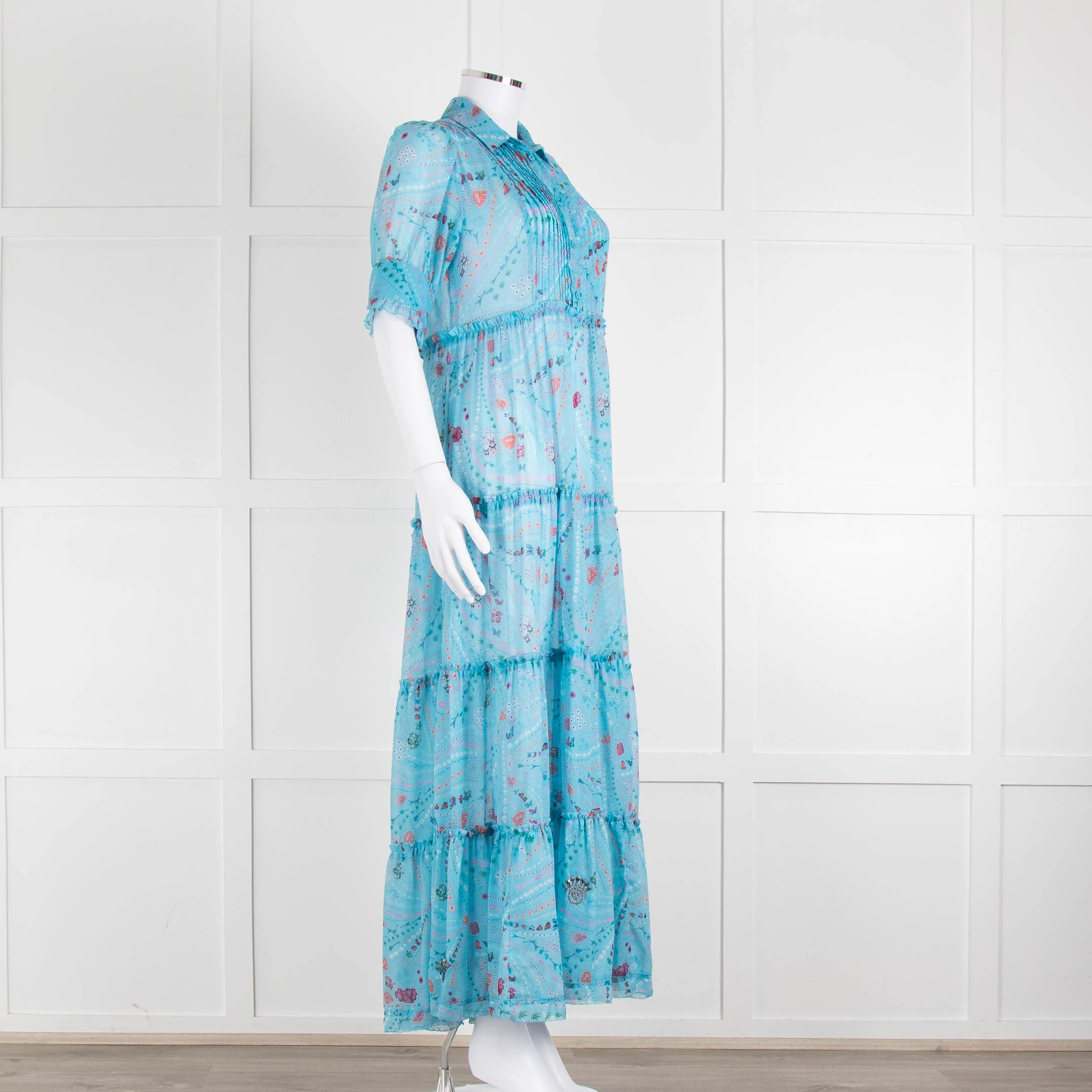 Zadig & Voltaire Turquoise Floral Tiered Maxi Dress - Image 2