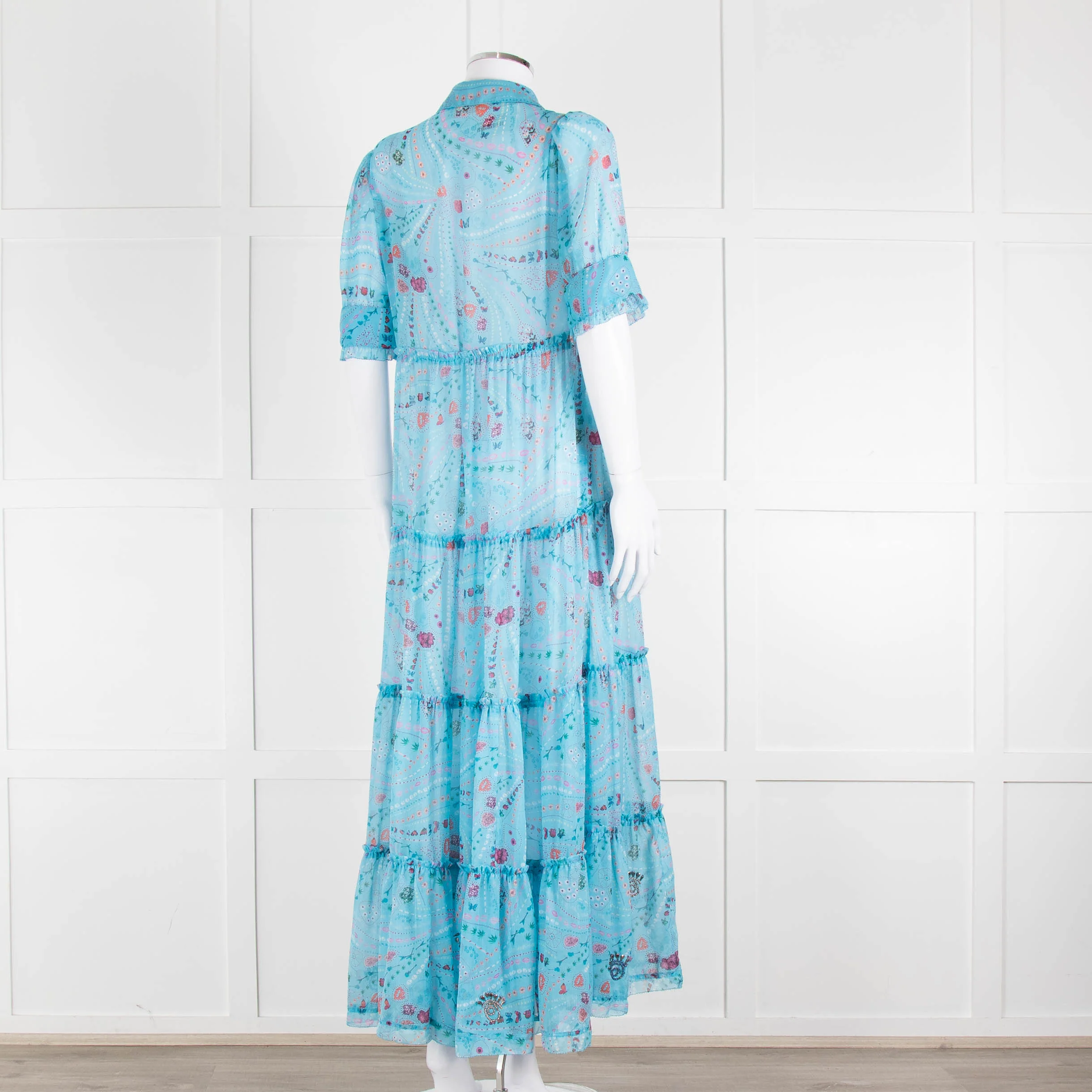 Zadig & Voltaire Turquoise Floral Tiered Maxi Dress - Image 4