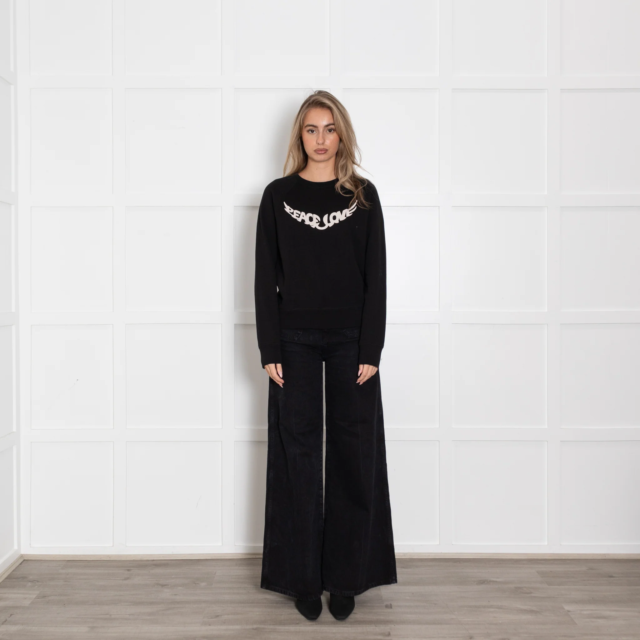Zadig & Voltaire Unisex Black Sweatshirt With 'Peace Love ' Logo