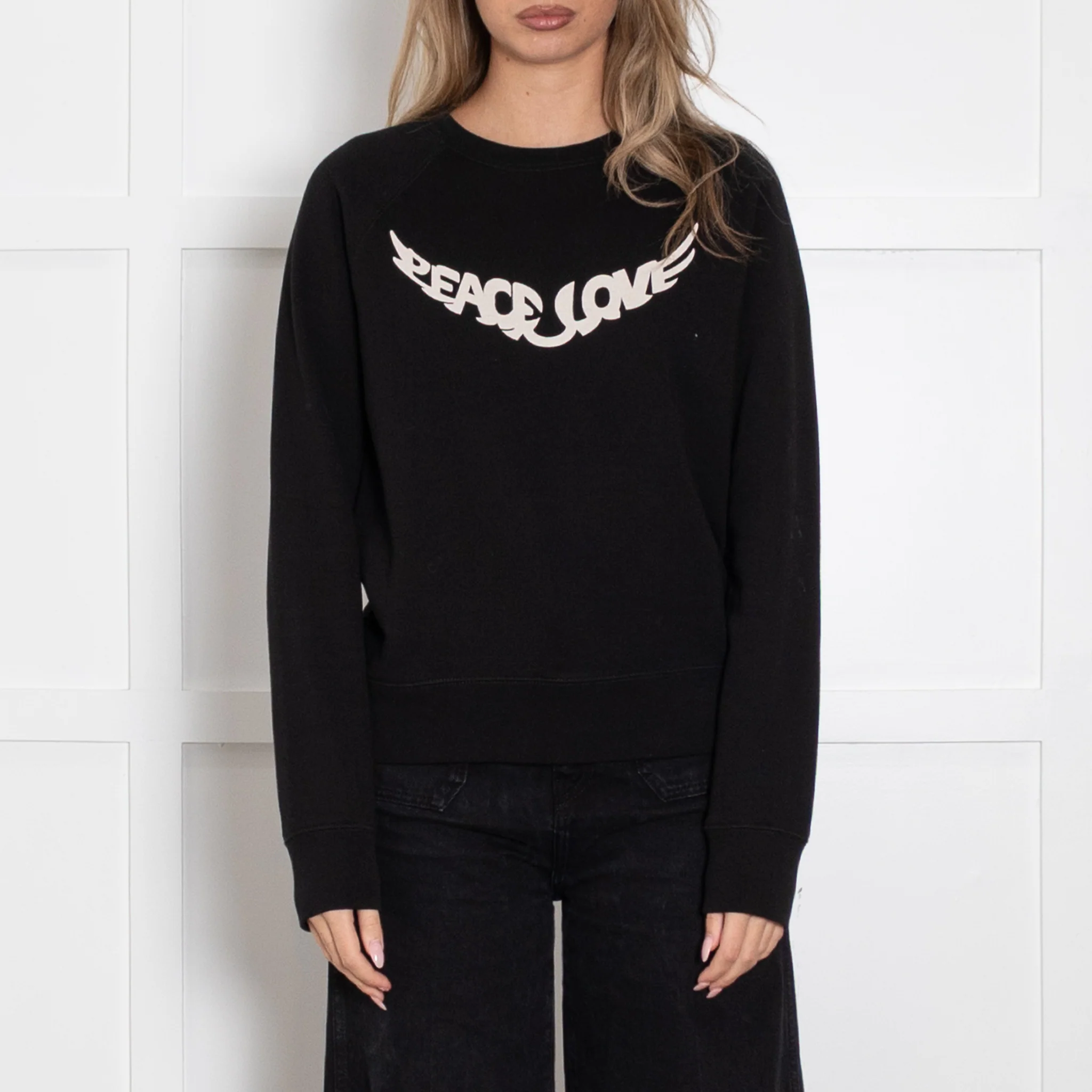 Zadig & Voltaire Unisex Black Sweatshirt With 'Peace Love ' Logo - Image 2