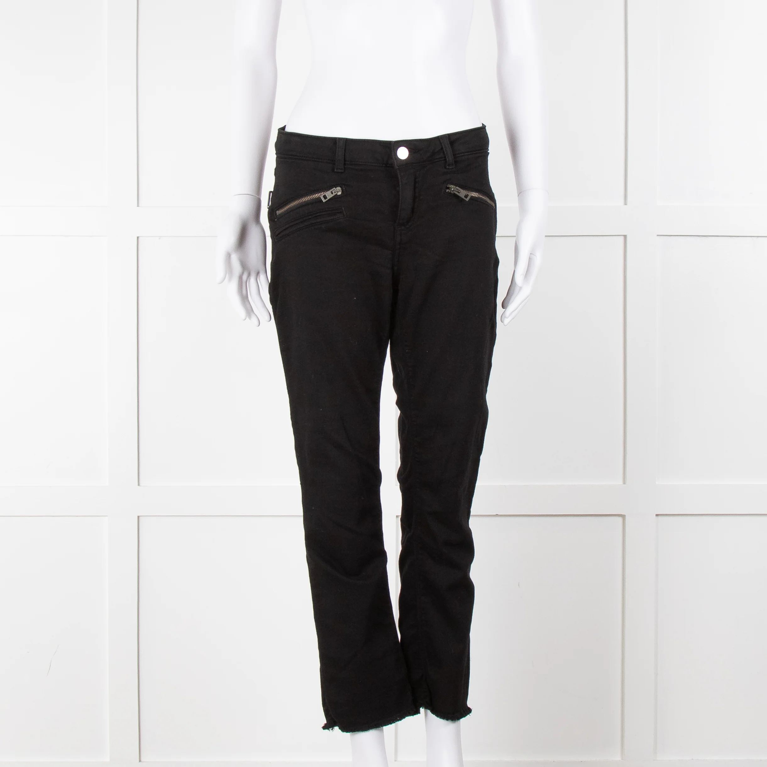 Zadig & Voltiare Black Raw Hem Zip Detail Jeans