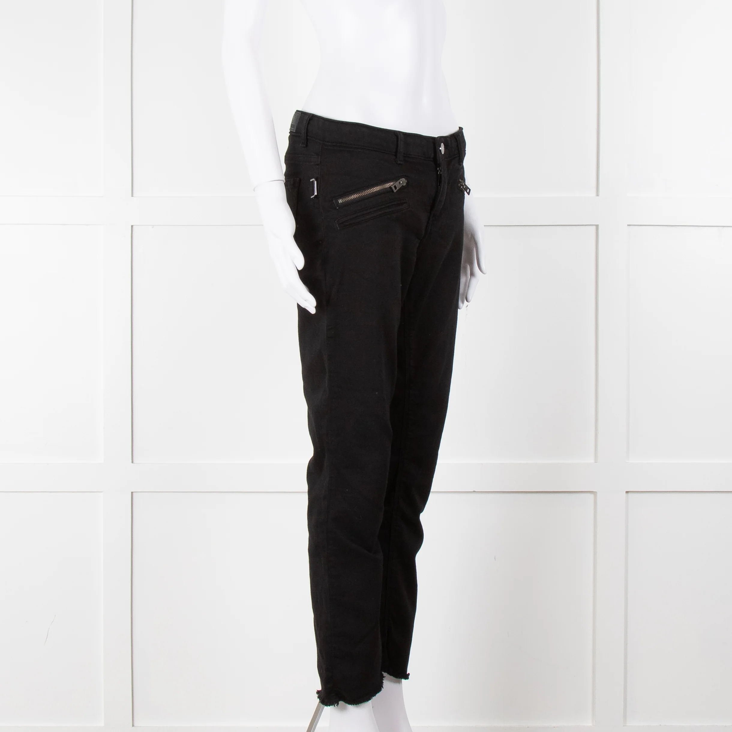 Zadig & Voltiare Black Raw Hem Zip Detail Jeans - Image 2