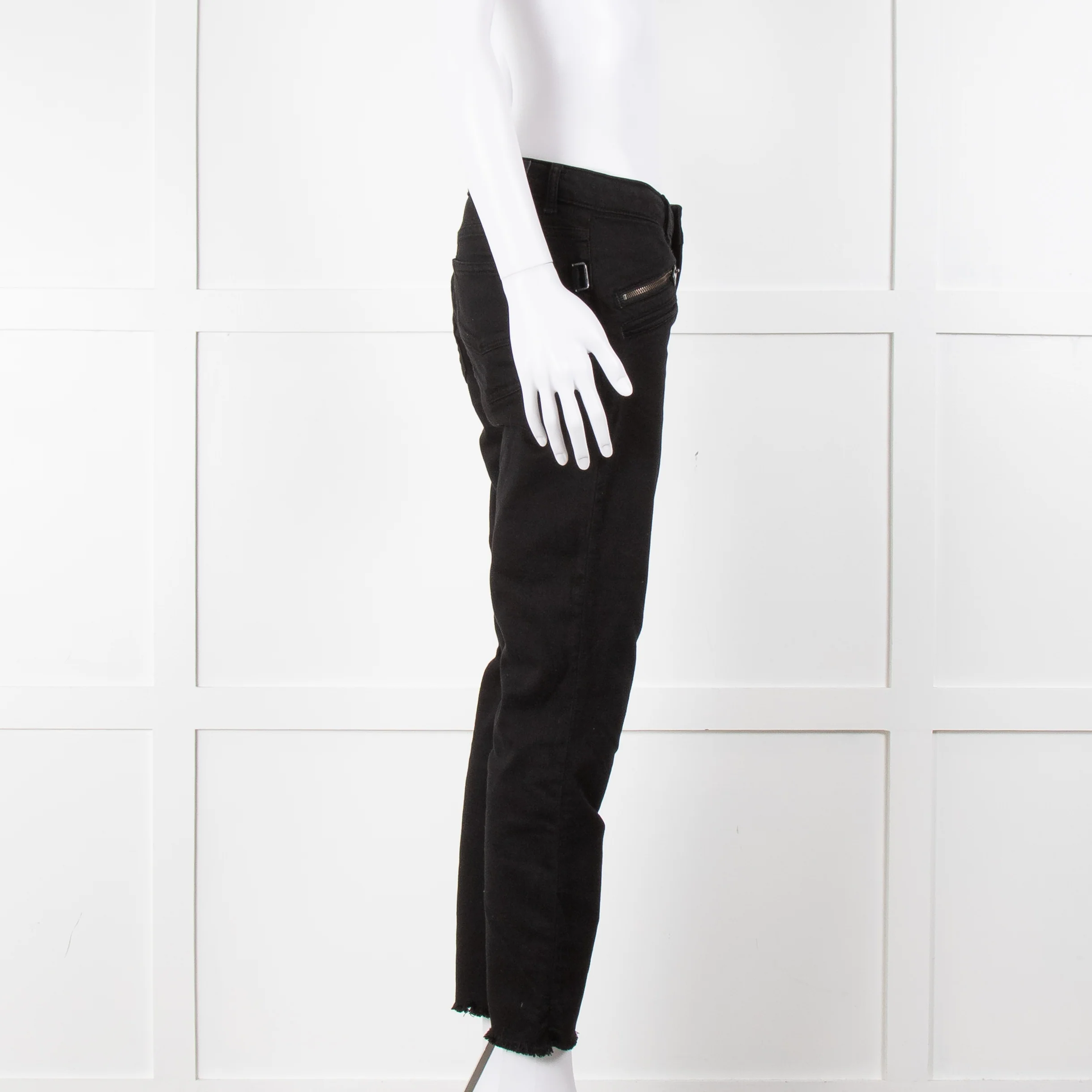 Zadig & Voltiare Black Raw Hem Zip Detail Jeans - Image 3