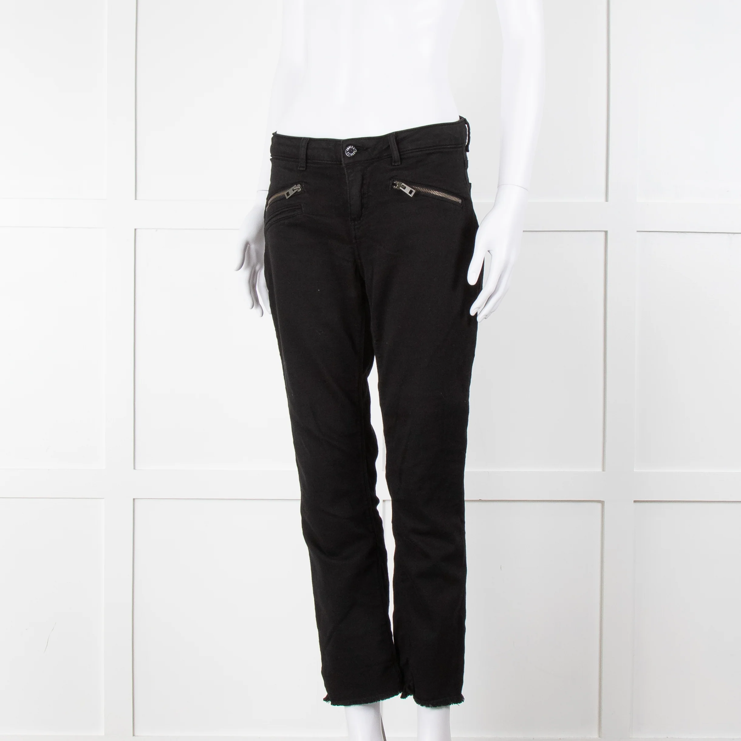Zadig & Voltiare Black Raw Hem Zip Detail Jeans - Image 8